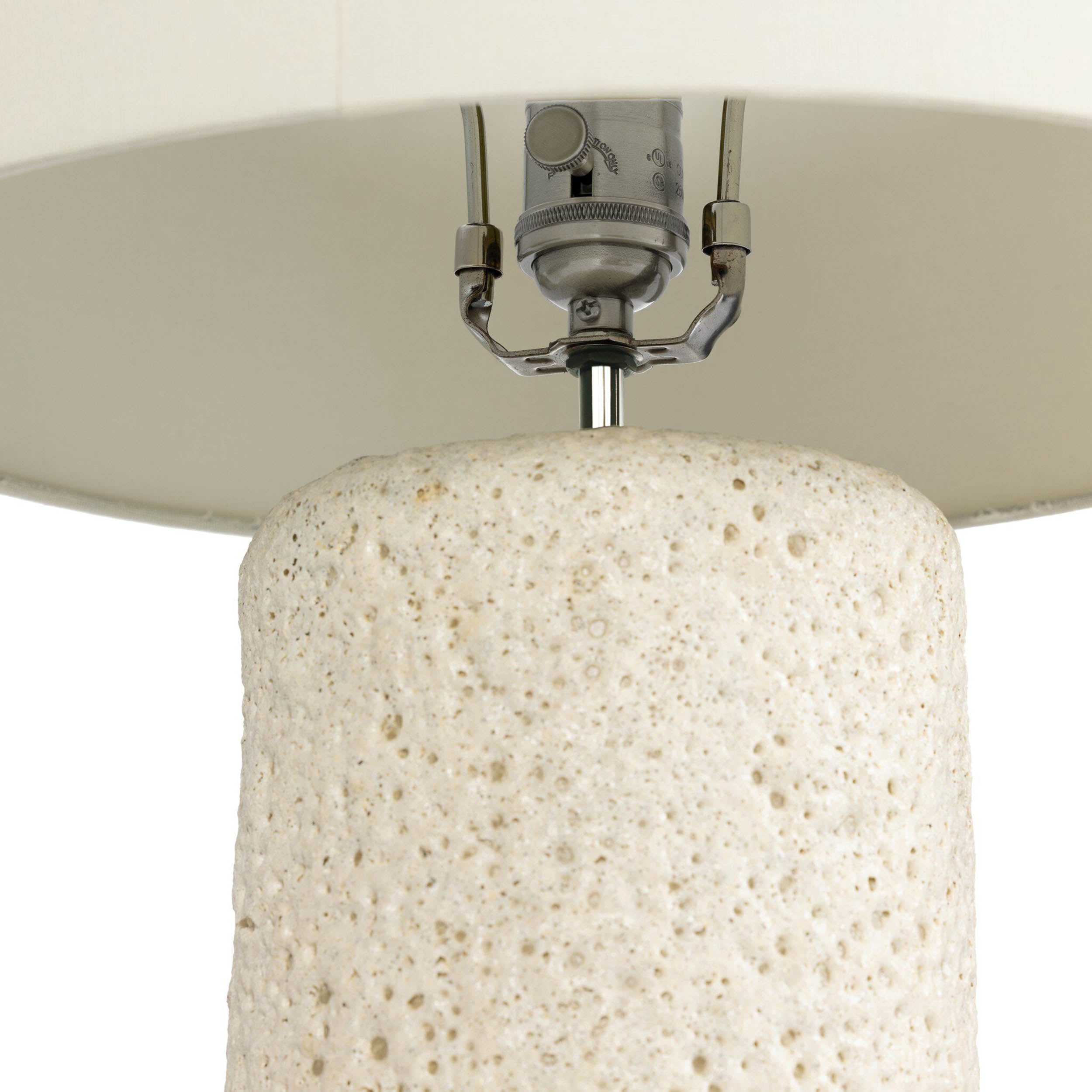 Ozer Table Lamp, Reactive White Glaze