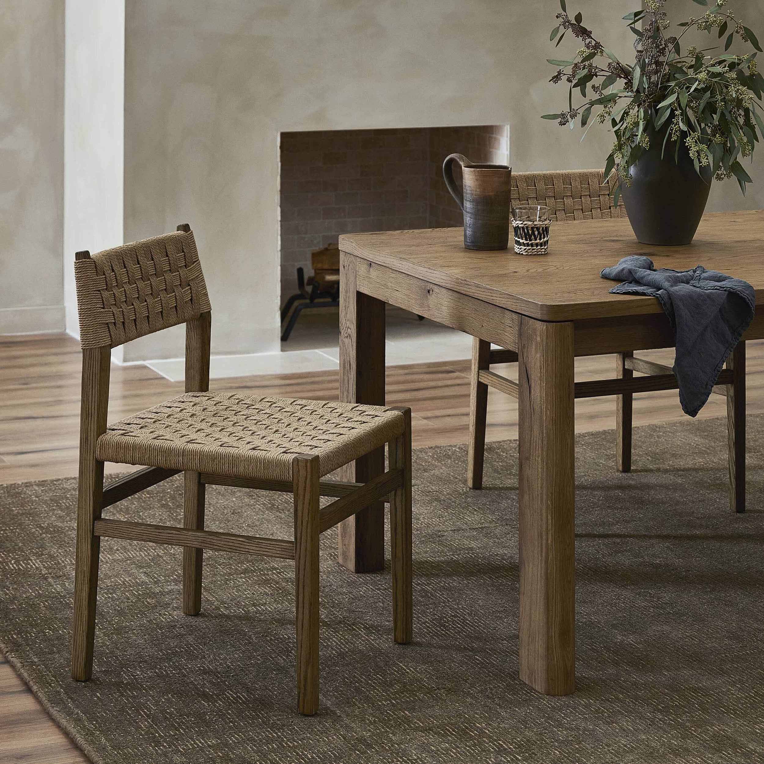Hamlin Dining Chair, Double Twisted Paper Cord, Toasted Oak