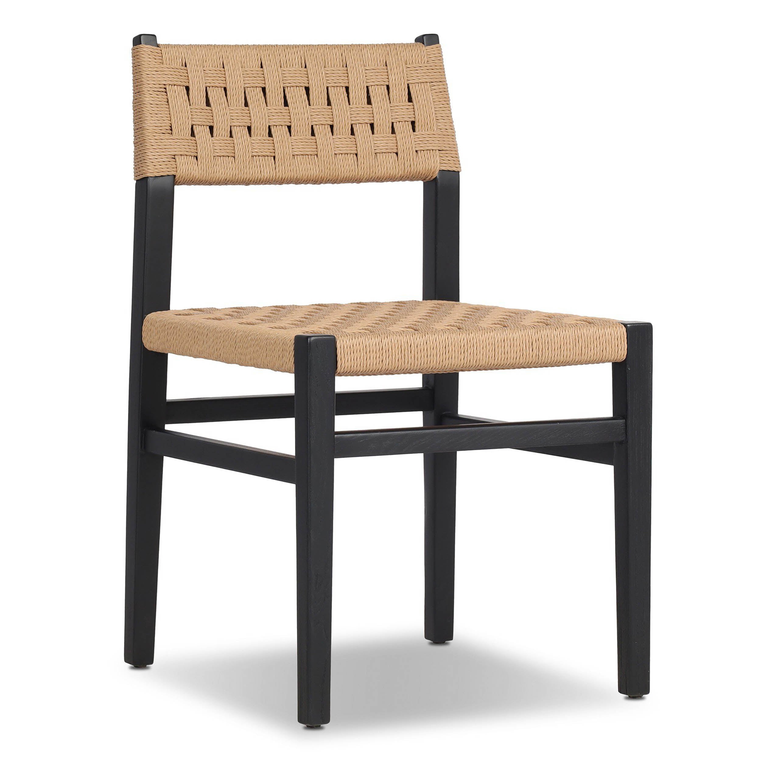 Hamlin Dining Chair, Double Twisted Paper Cord, Distressed Black Ash