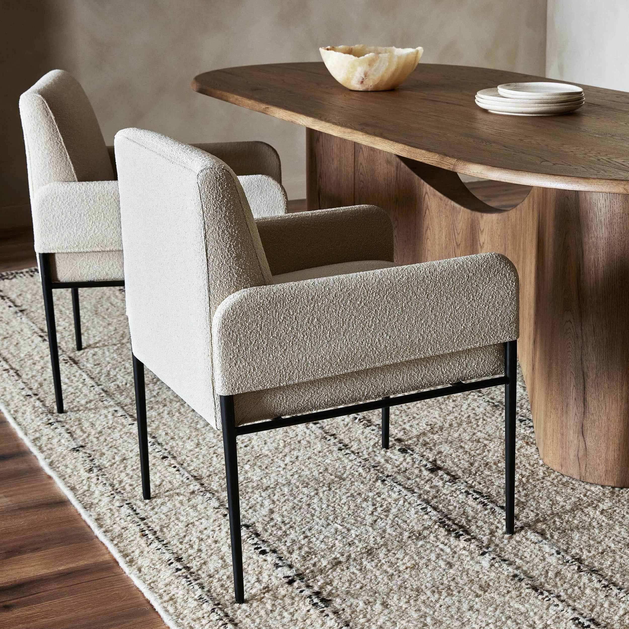 Brickel Dining Armchair, FIQA Boucle Light Taupe