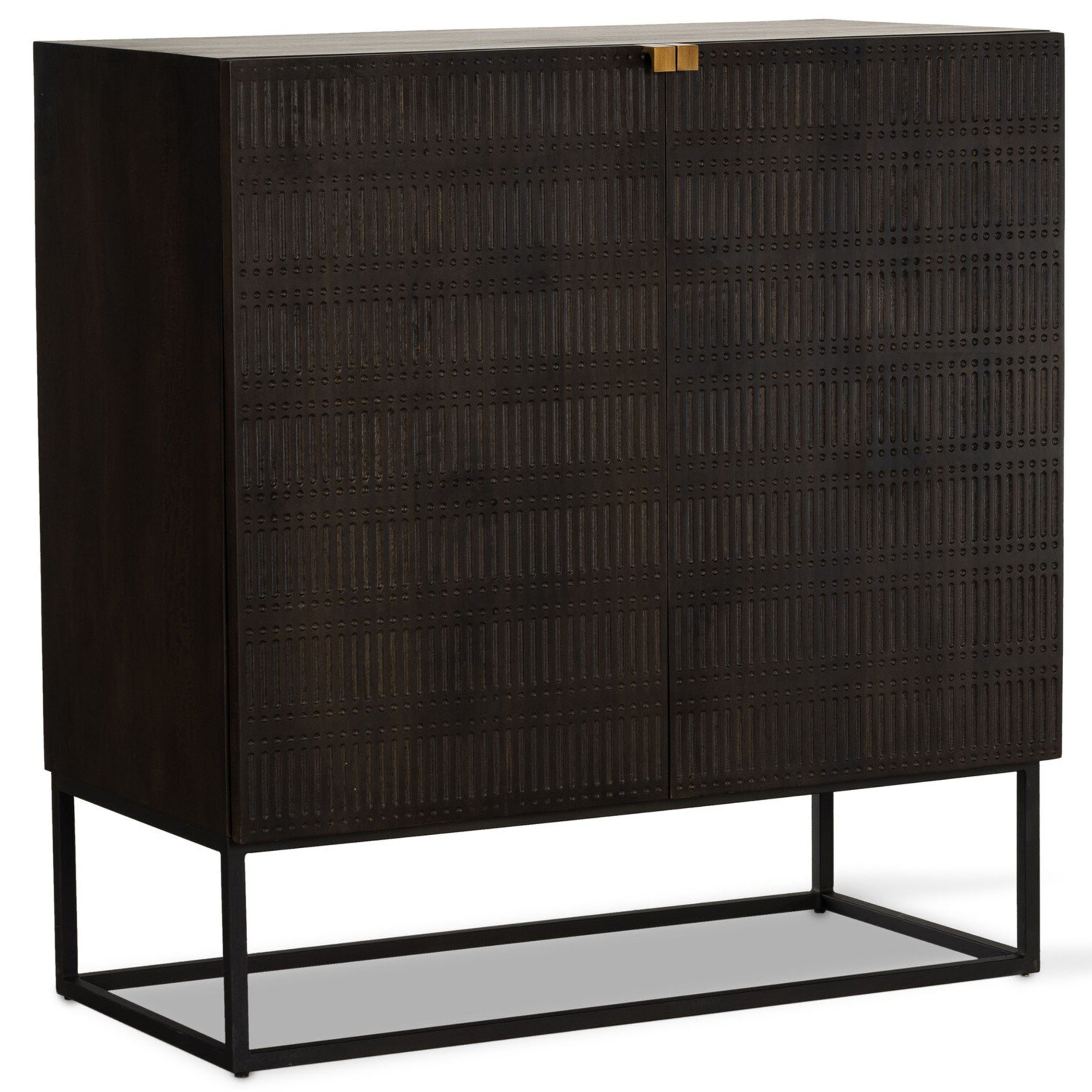 Kelby Bar Cabinet, Carved Vintage Brown