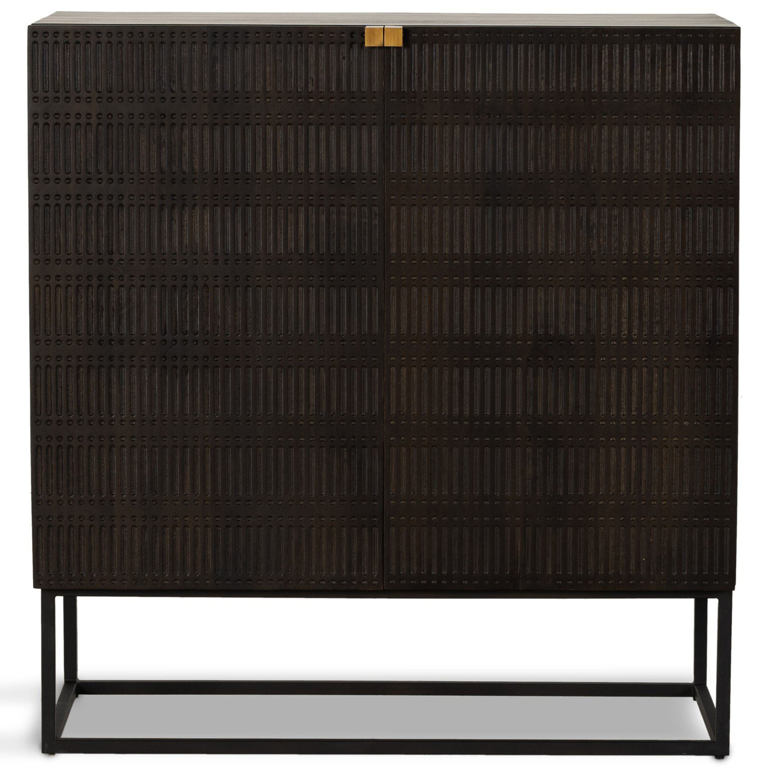 Kelby Bar Cabinet, Carved Vintage Brown
