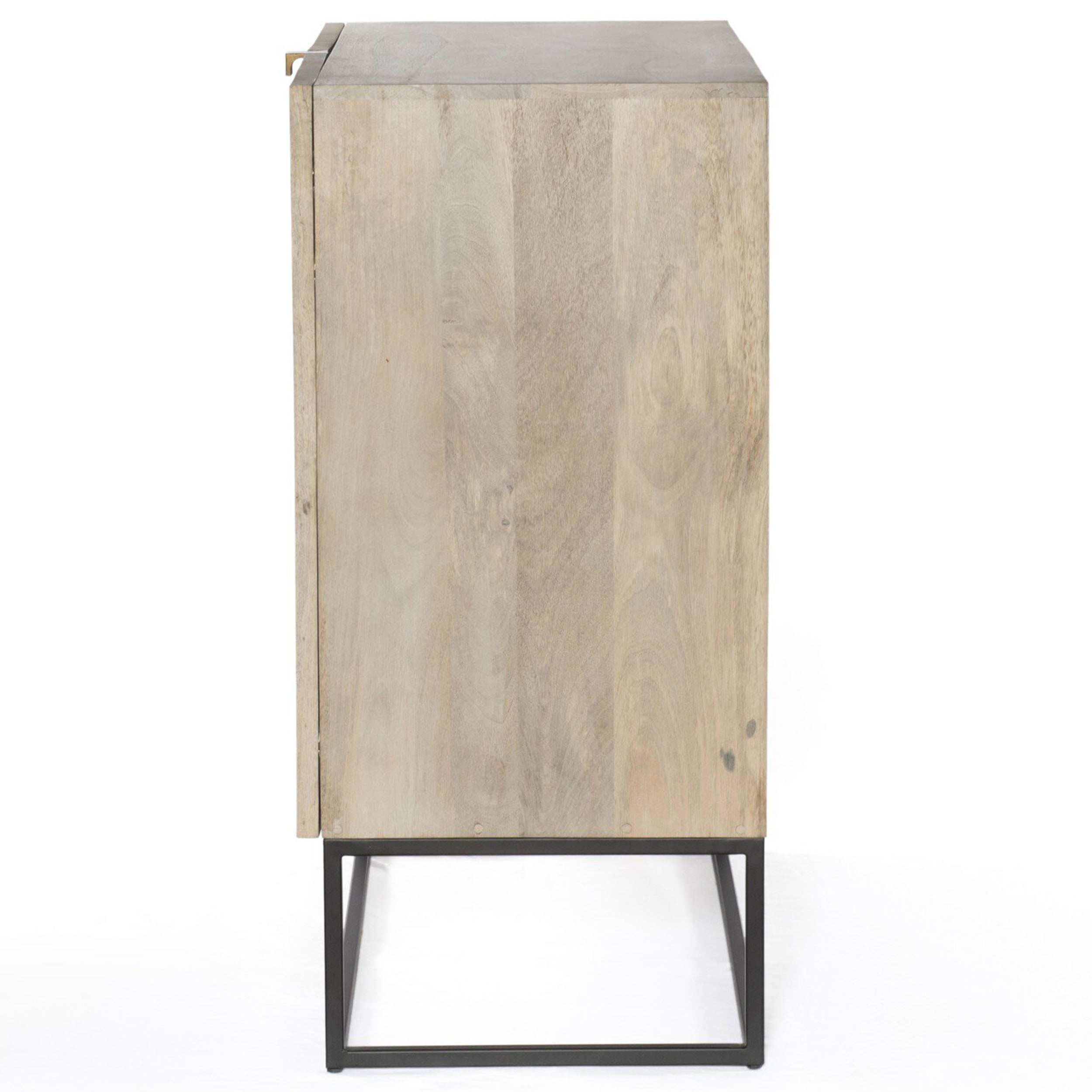 Kelby Bar Cabinet, Light Wash Carved Mango