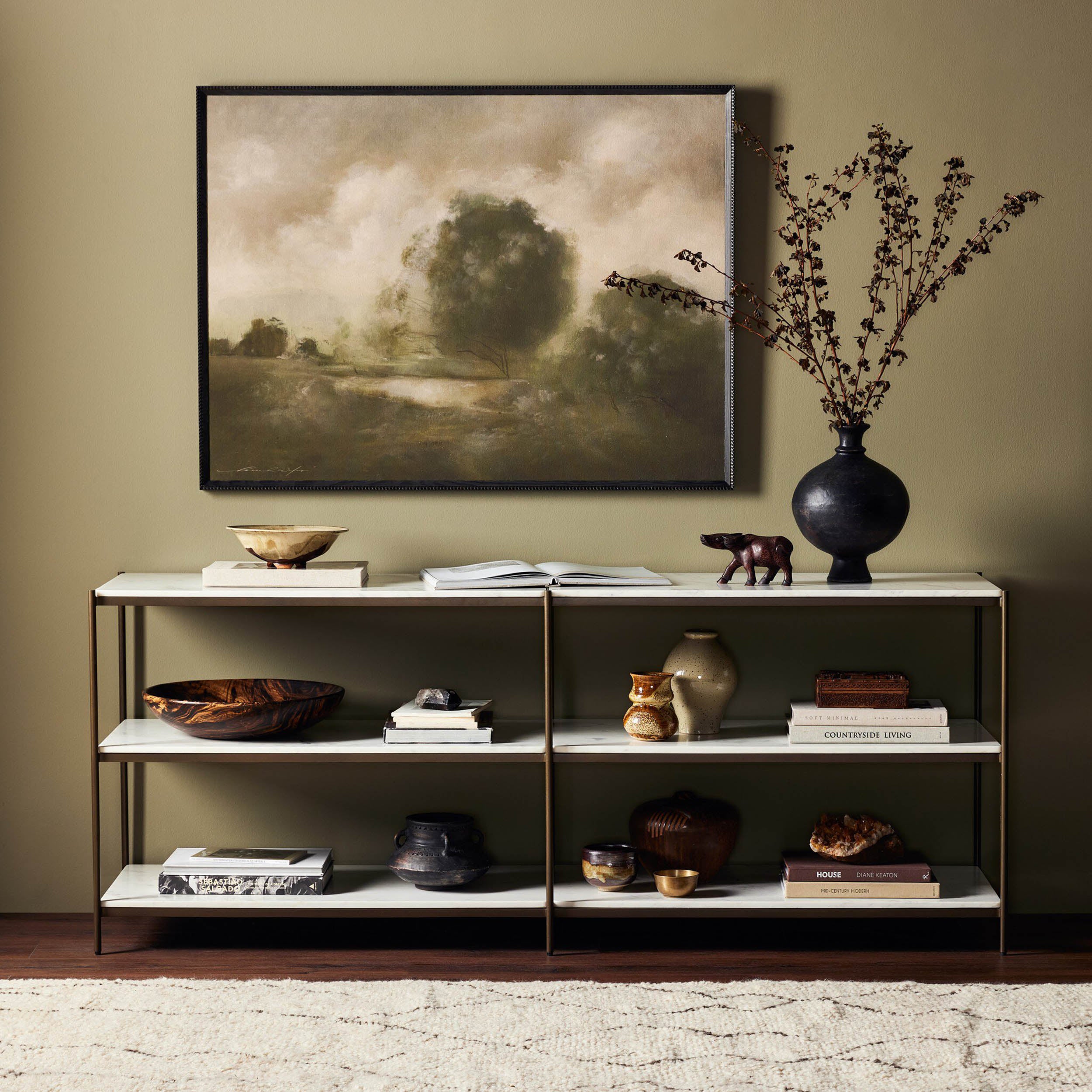 Felix Large Console Table, Antique Brass