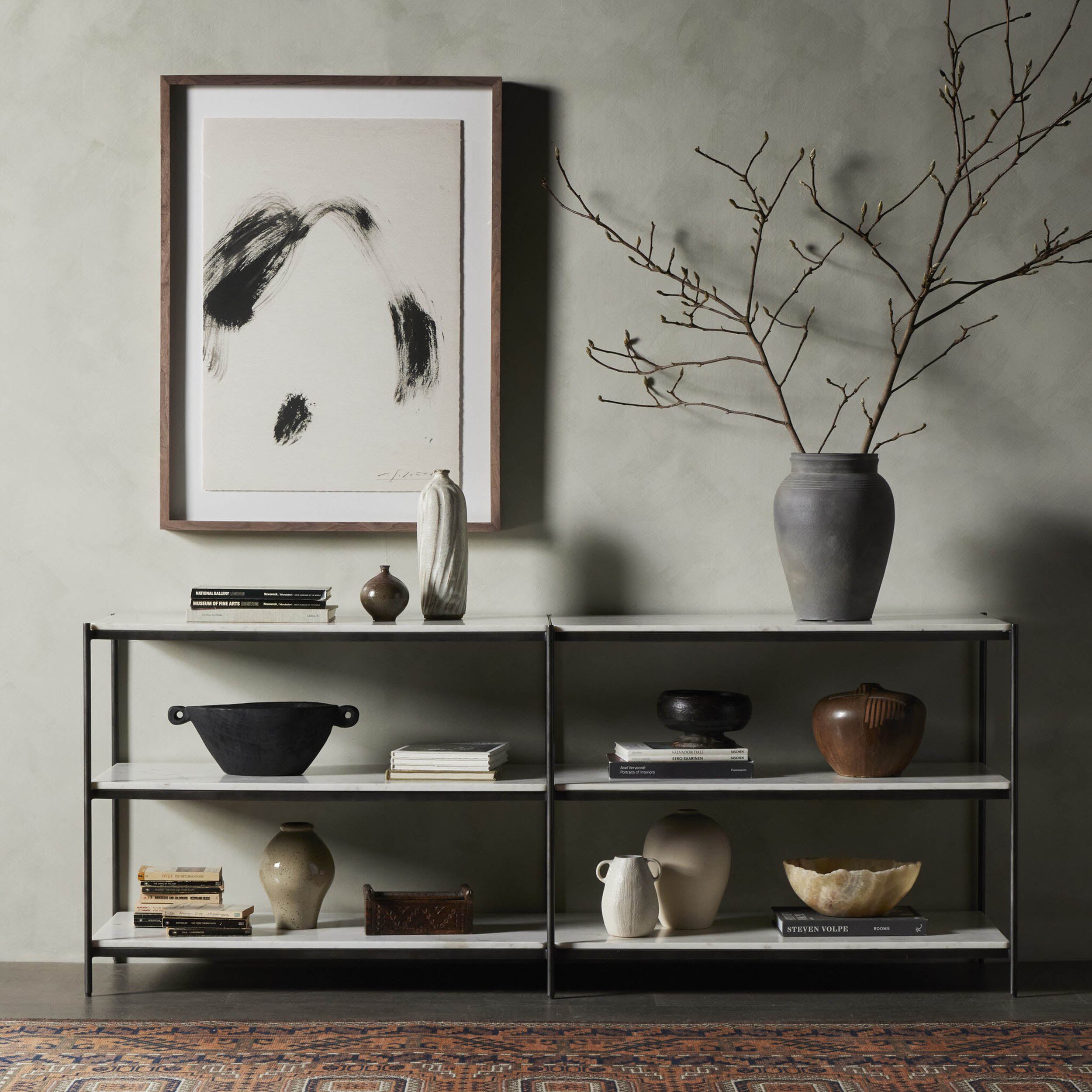 Felix Large Console Table, Hammered Grey W/Clear Powder Coat