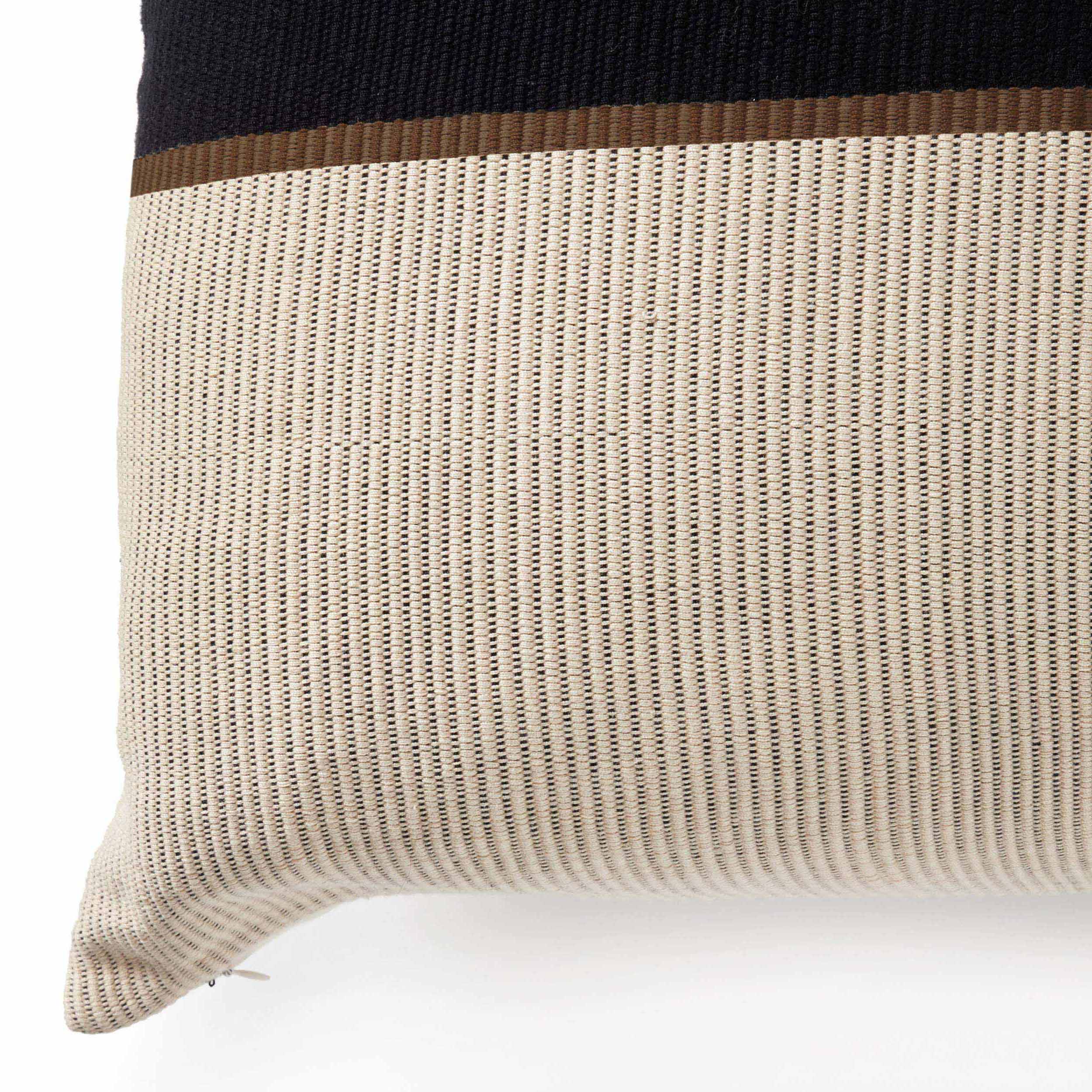 Handwoven Merido Pillow - Black, Beige Cotton, Cover Only