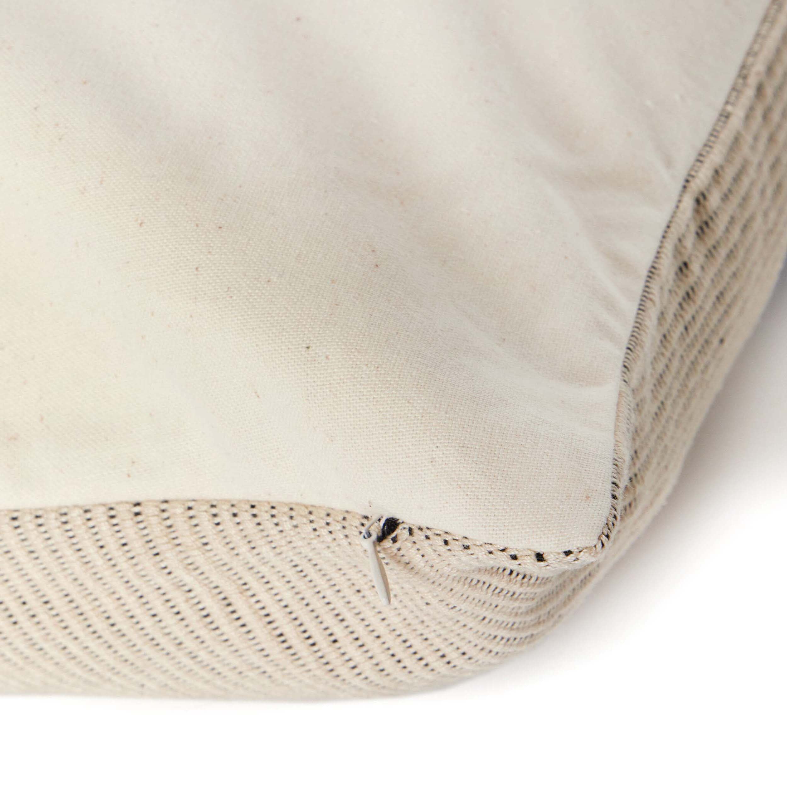 Handwoven Merido Pillow - Black, Beige Cotton, Cover Only