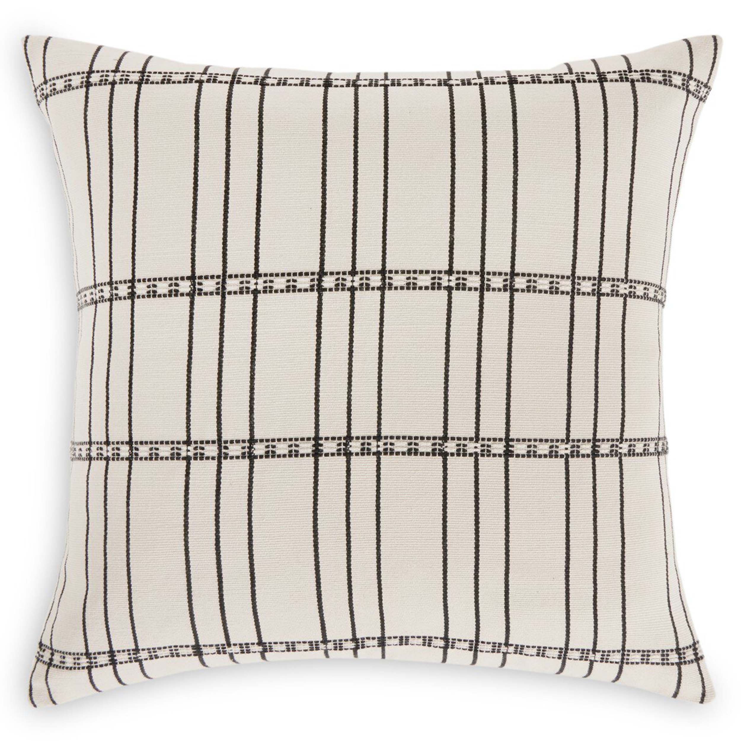 Handwoven Chiapas Pillow, Ivory Cotton, Cover + Insert