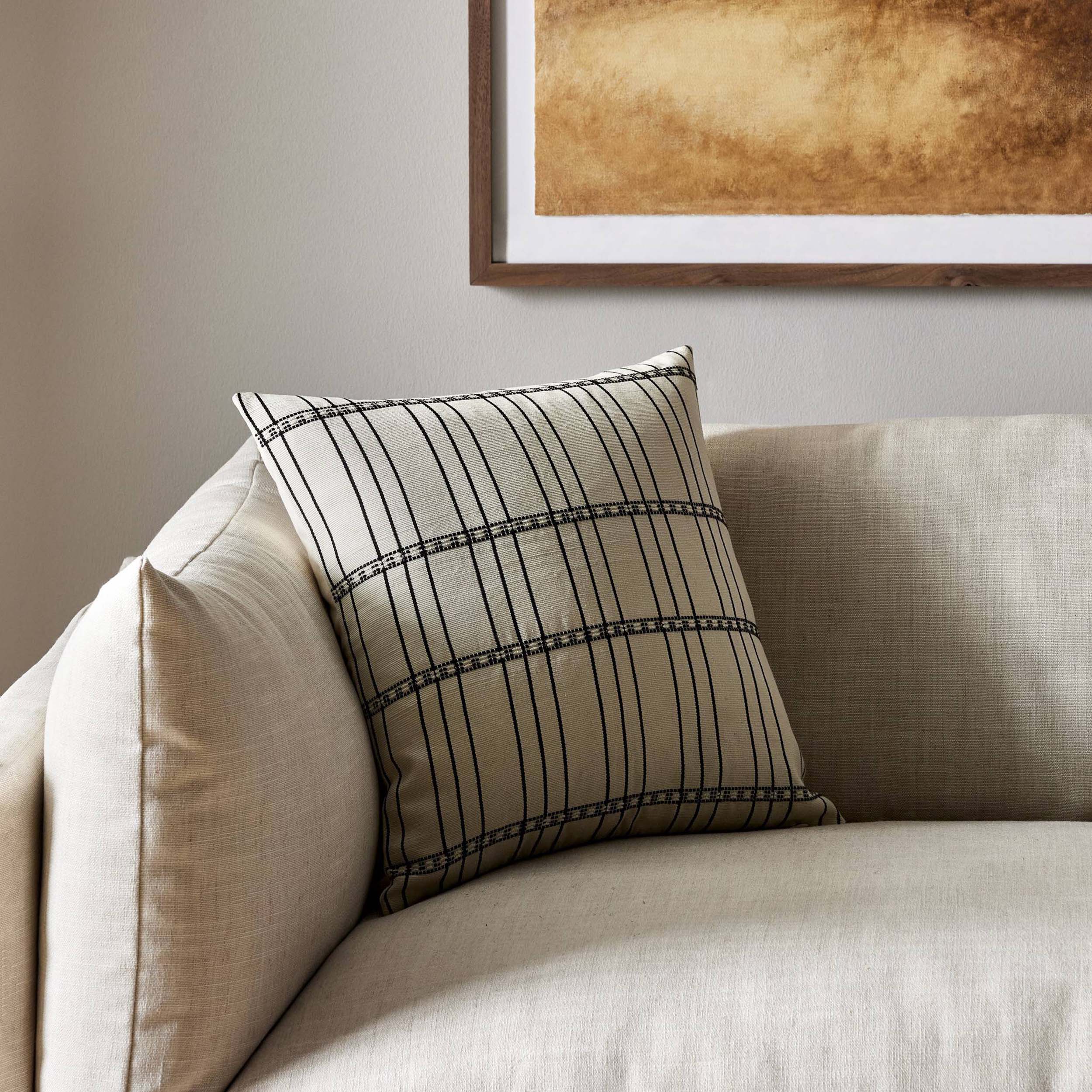 Handwoven Chiapas Pillow, Ivory Cotton, Cover + Insert