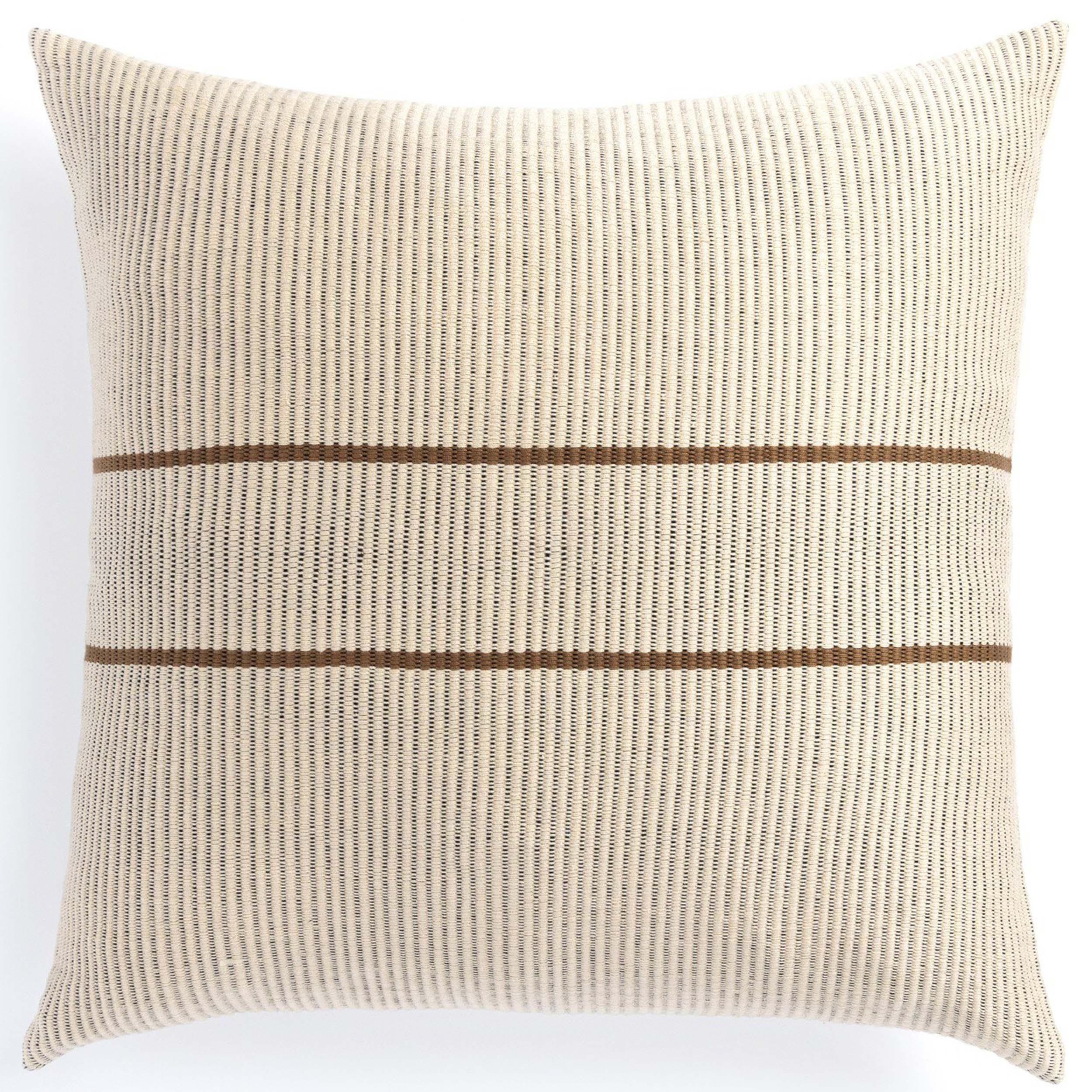 Handwoven Merido Pillow - Beige, Beige Cotton, Cover + Insert