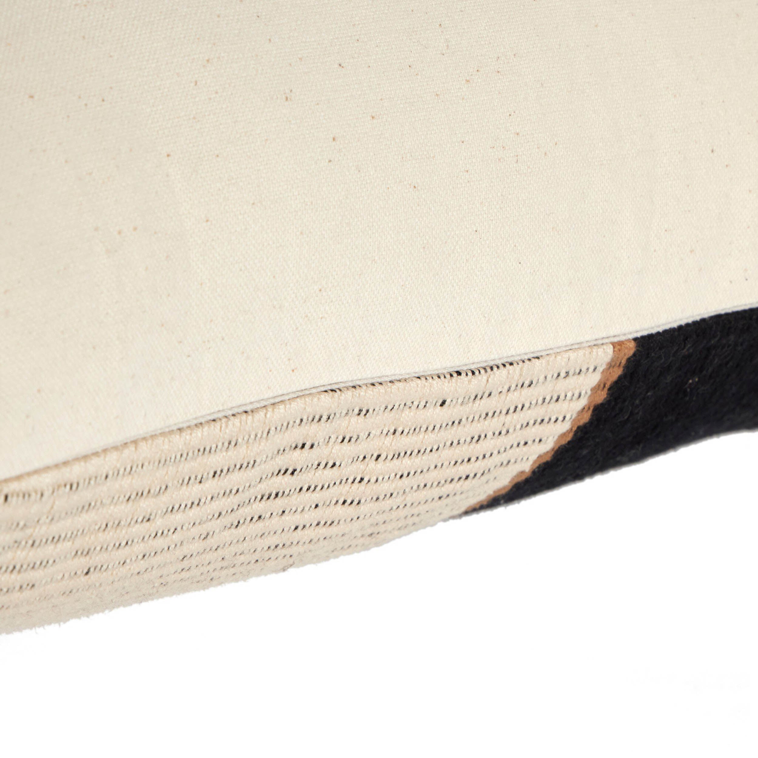 Handwoven Merido Pillow - Black, Beige Cotton, Cover + Insert