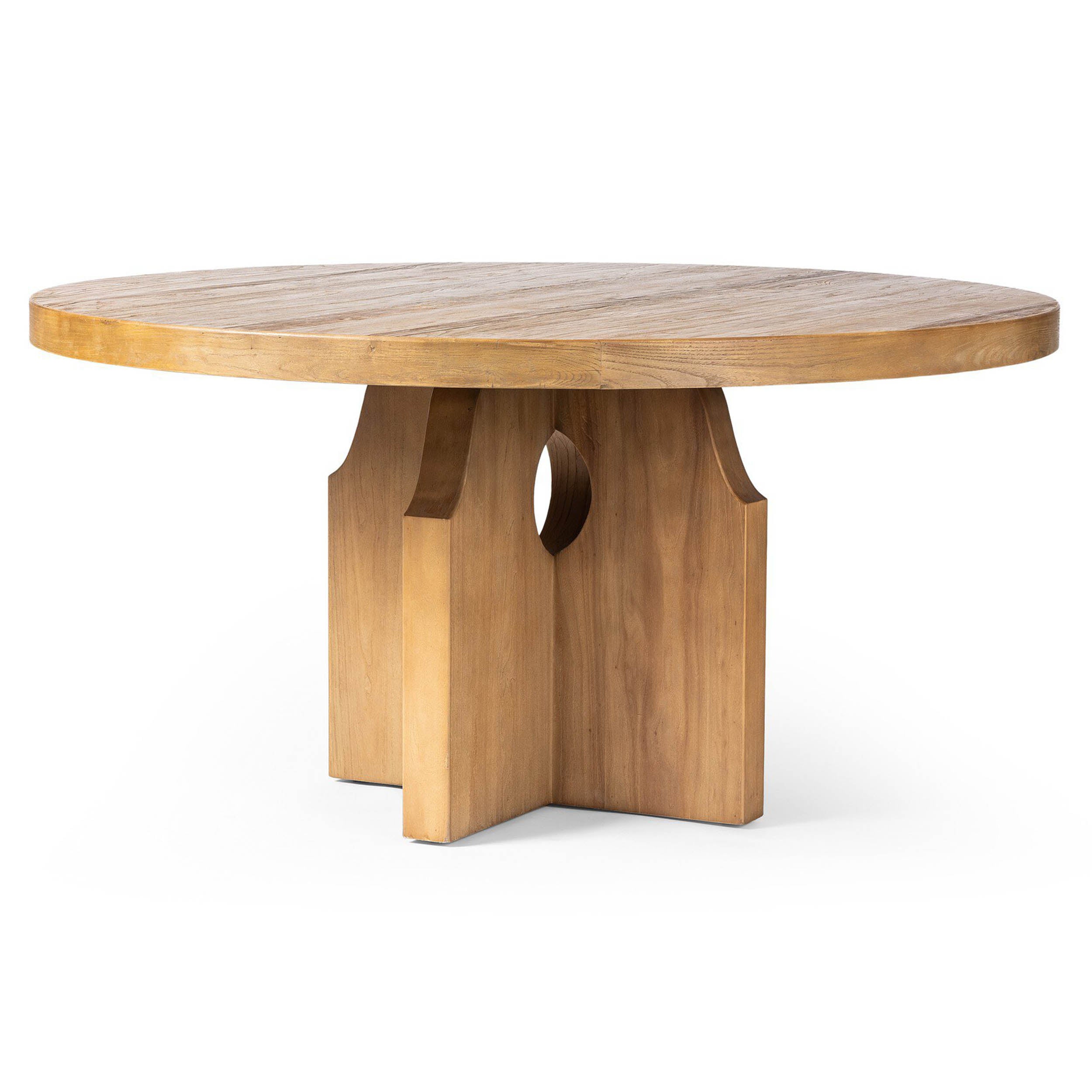Allandale Round Dining Table, Reclaimed Natural Elm