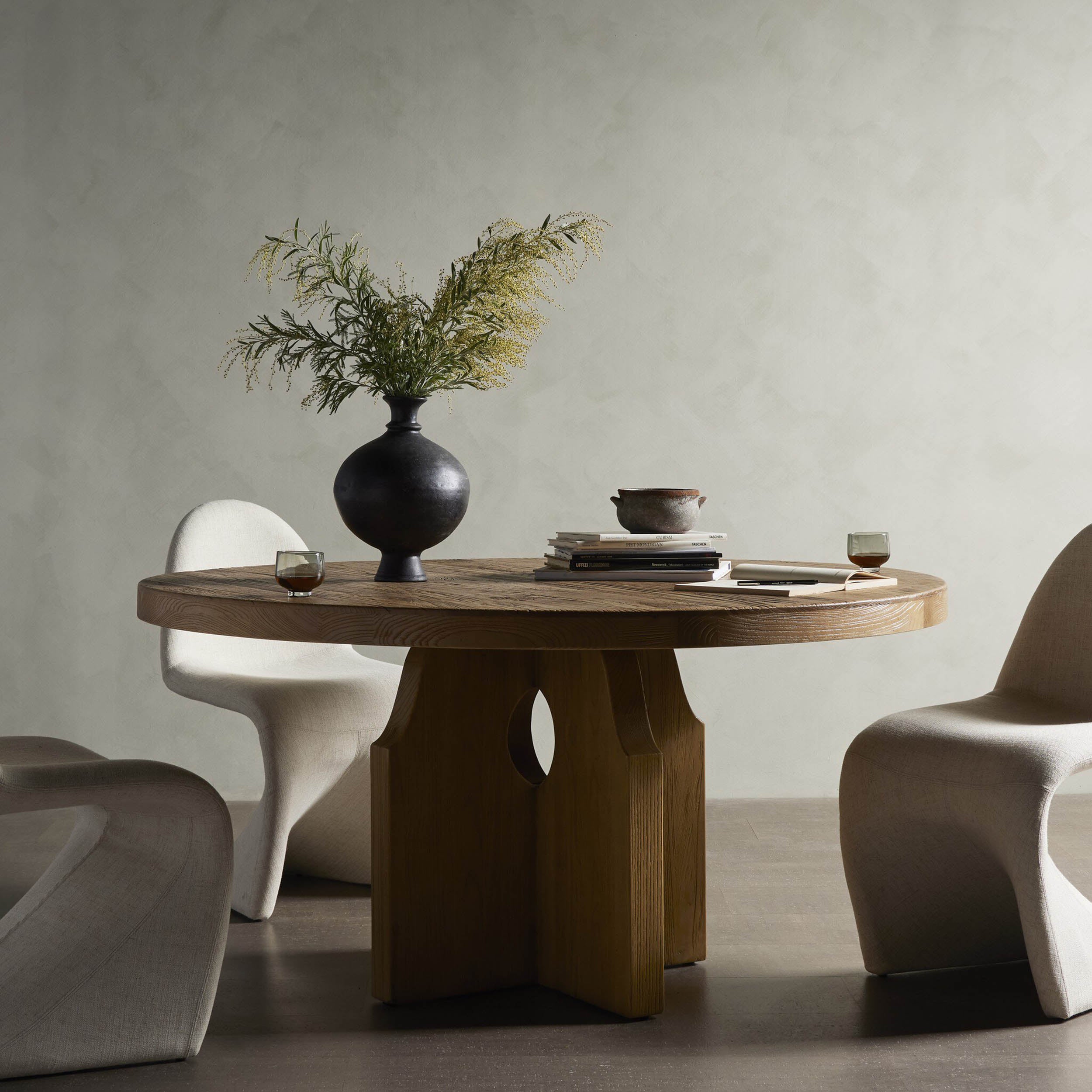 Allandale Round Dining Table, Reclaimed Natural Elm