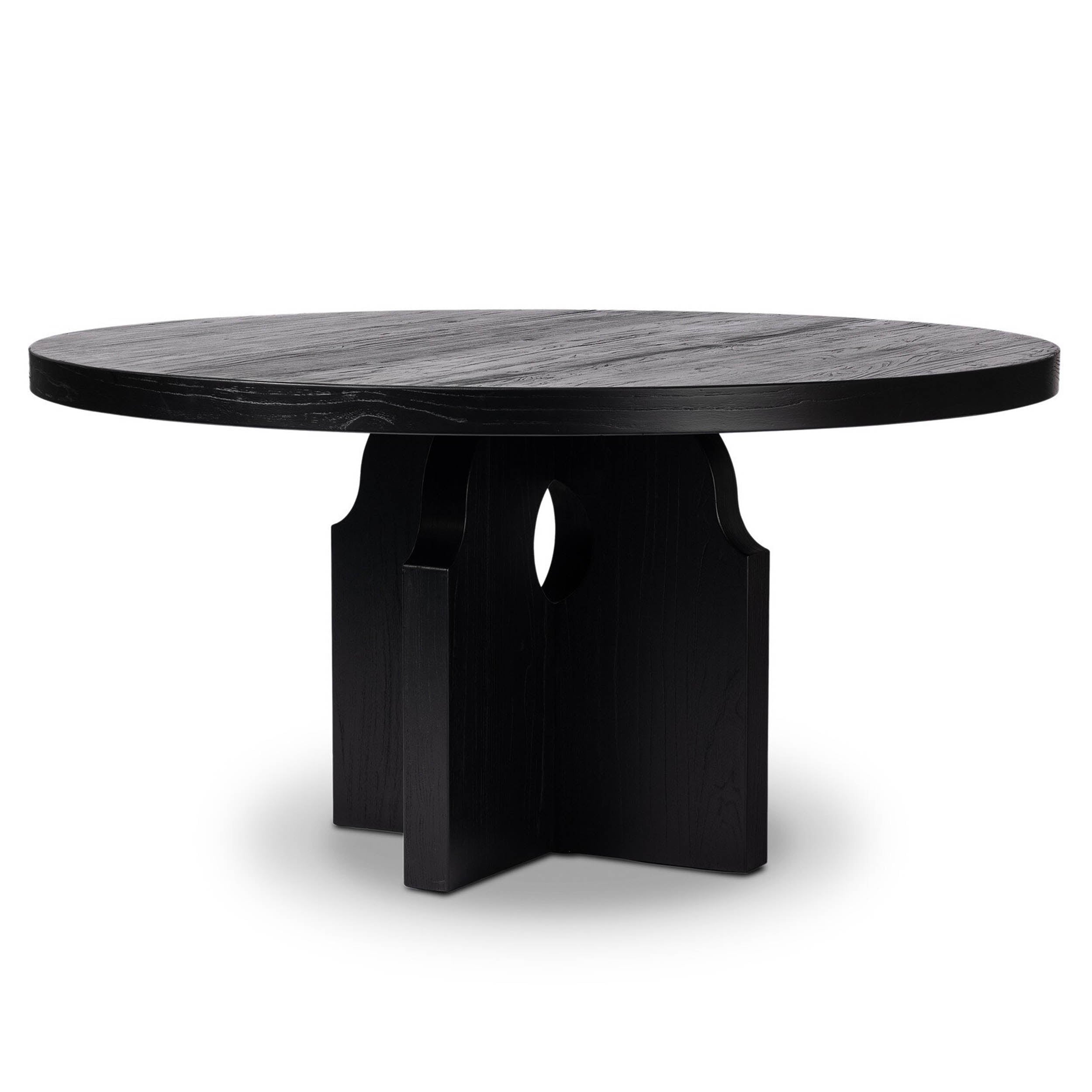Allandale Round Dining Table, Reclaimed Black Elm