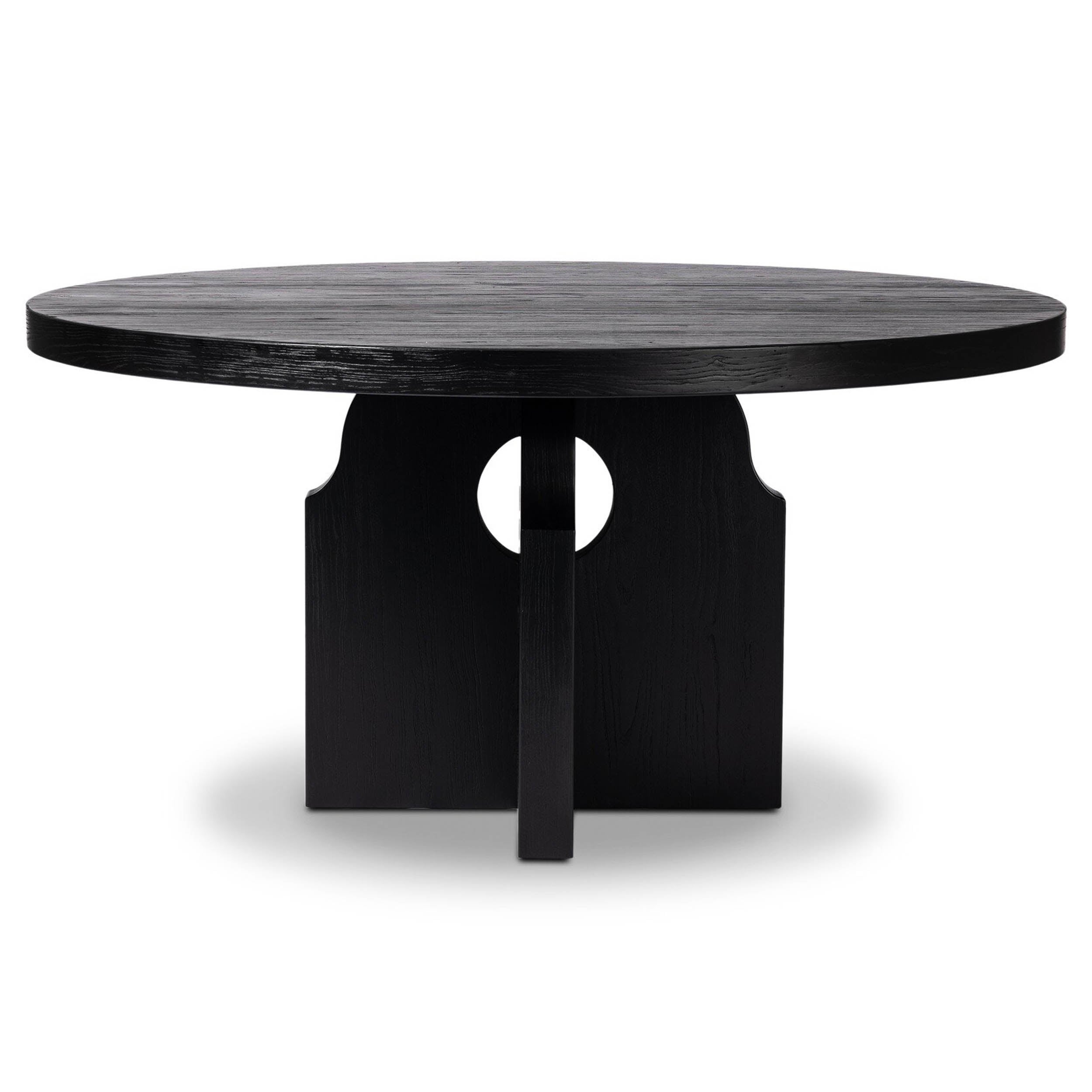 Allandale Round Dining Table, Reclaimed Black Elm