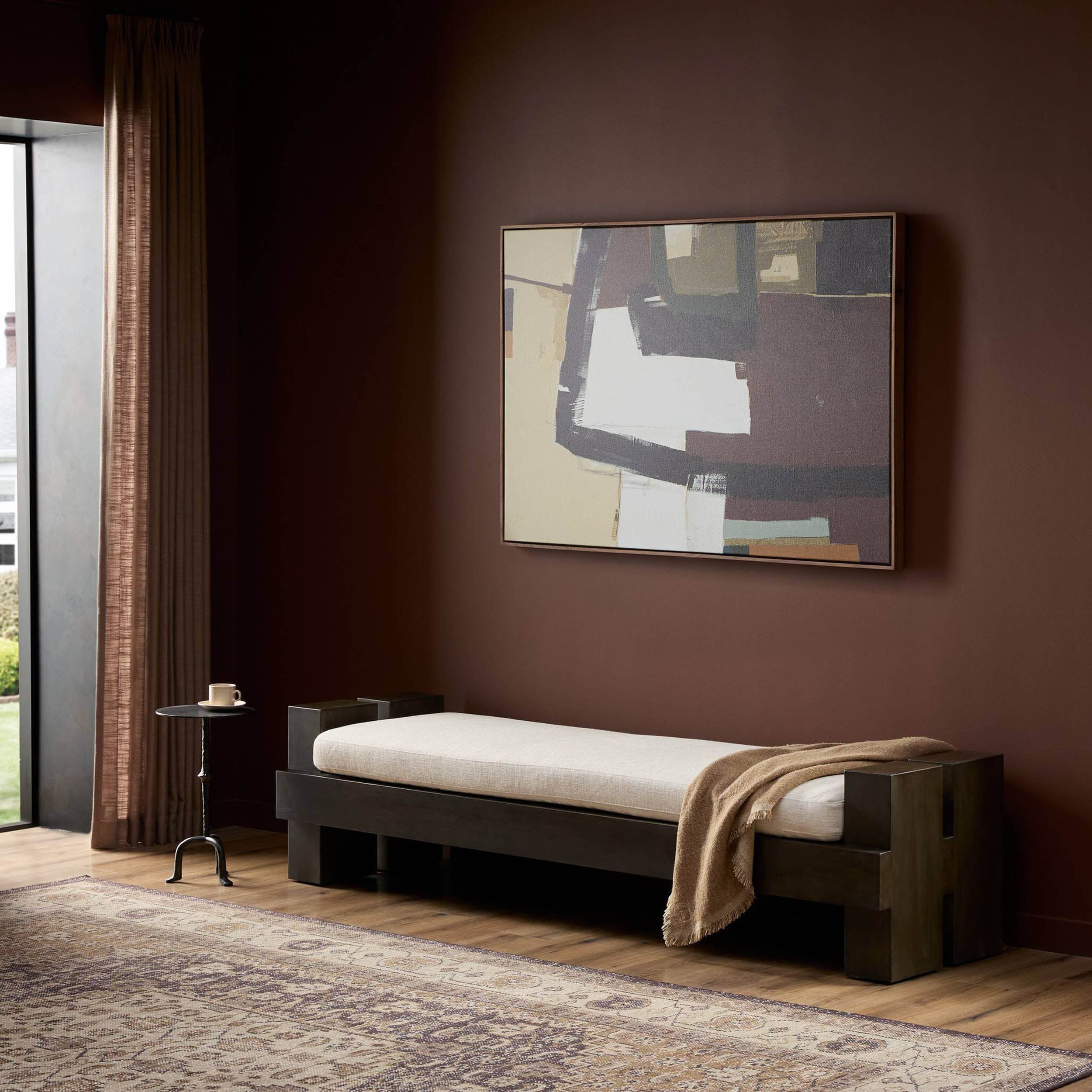 Heavy Wood Accent Bench, Alcala Cream