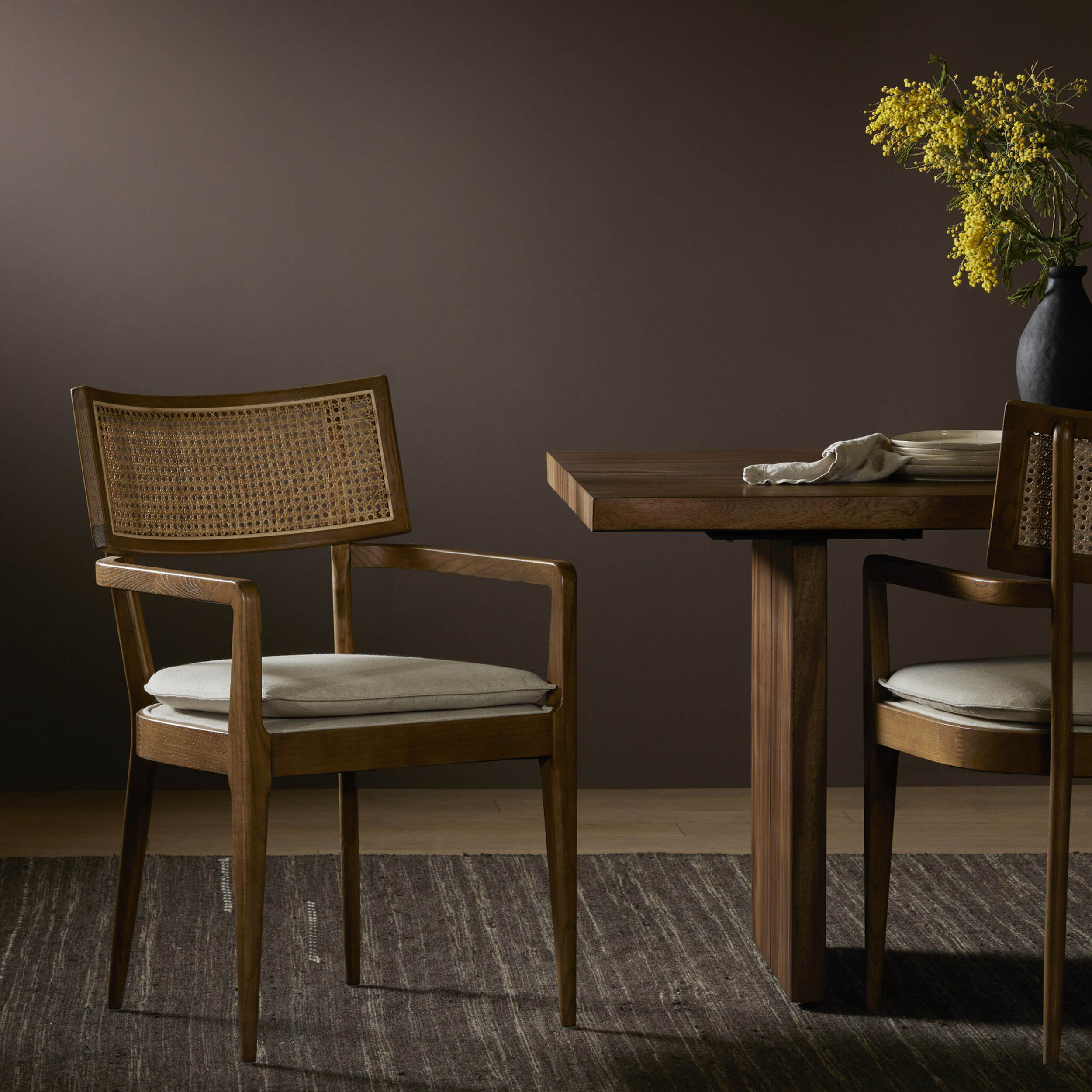 Britt Dining Armchair, Savile Flax, Toasted Nettlewood