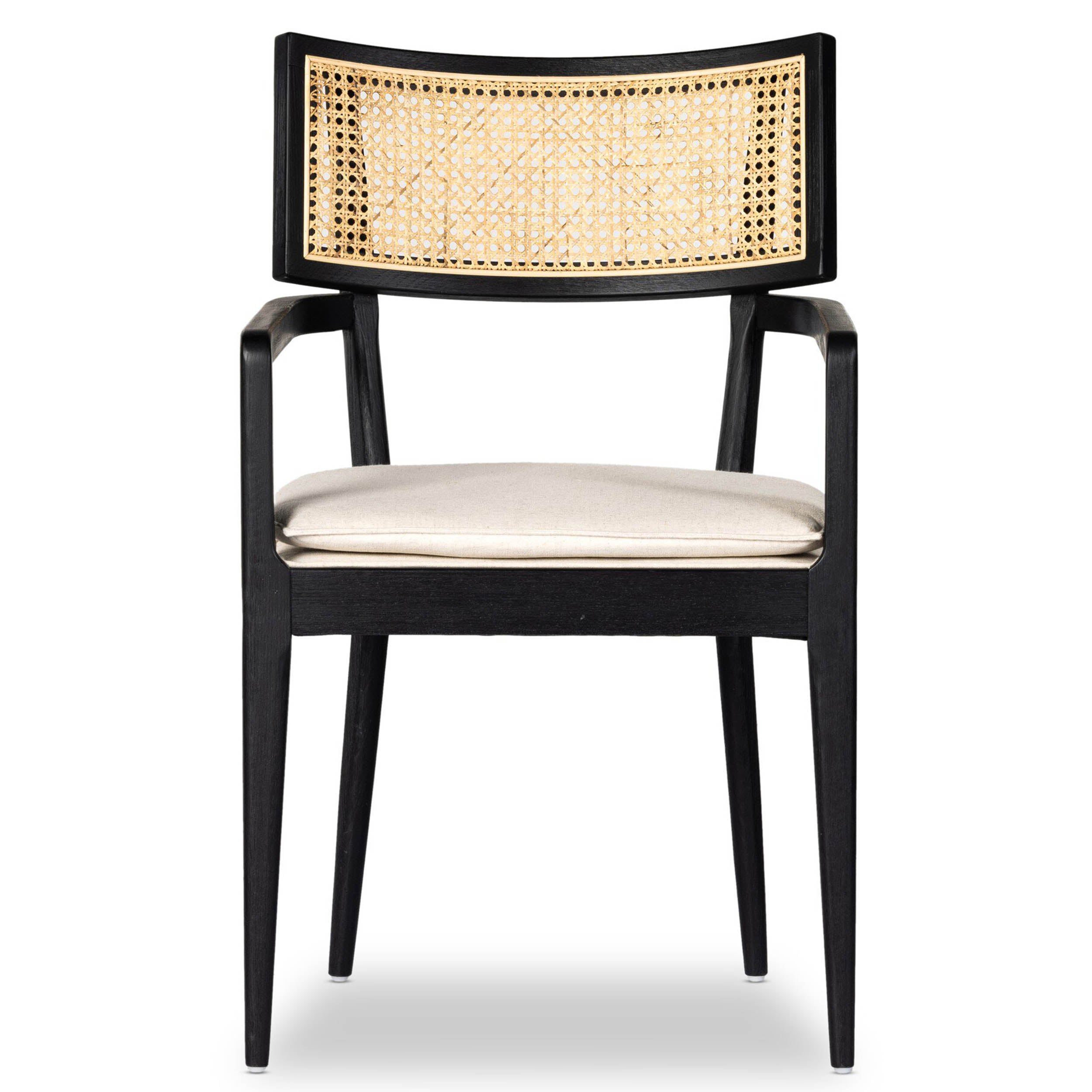 Britt Dining Armchair, Savile Flax, Brushed Ebony