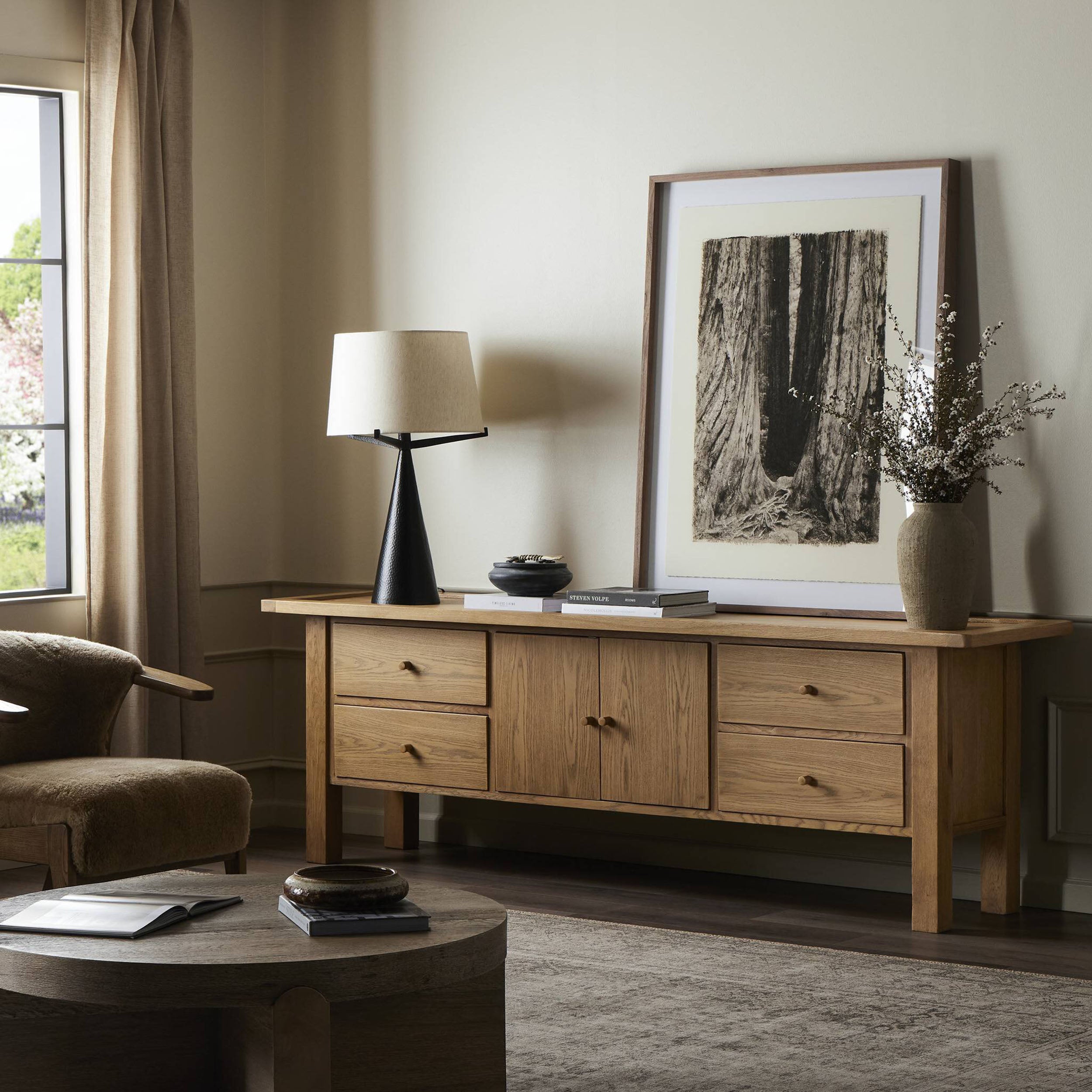 Millbrook Media Console, Natural Light Oak