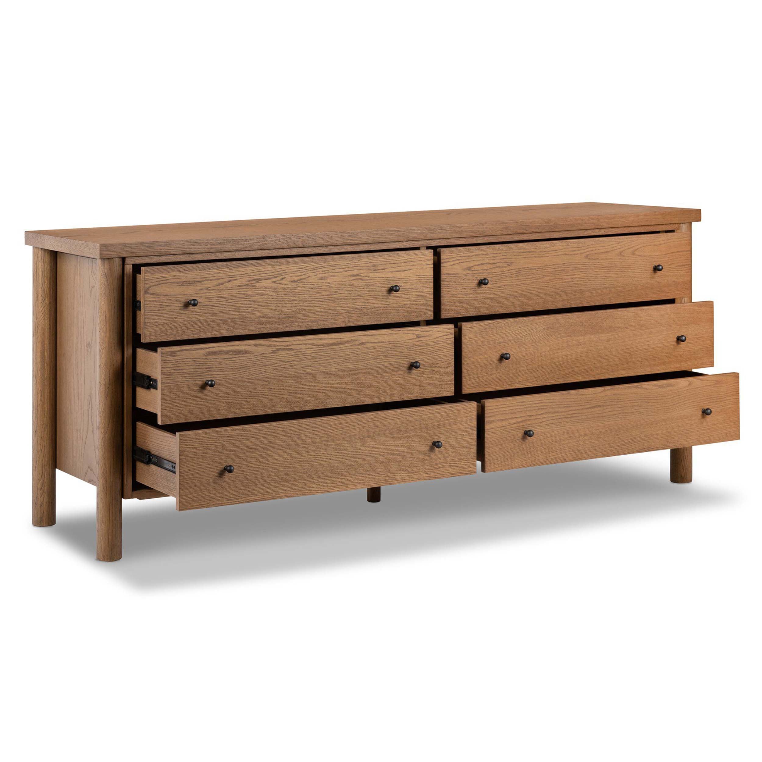 Roark 6 Drawer Dresser, Amber Oak Veneer