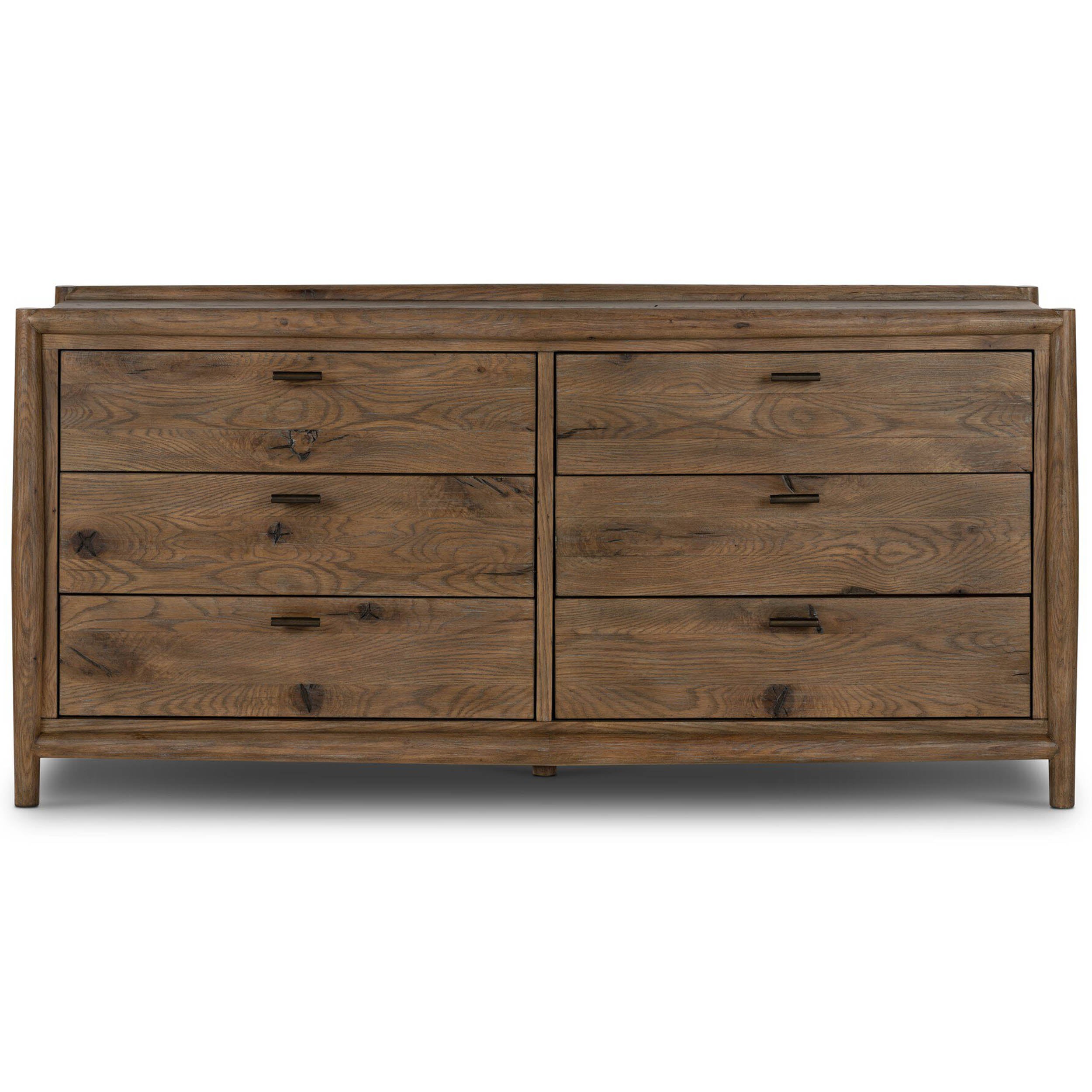 Glenview 6 Drawer Dresser, Weathered Oak Veneer