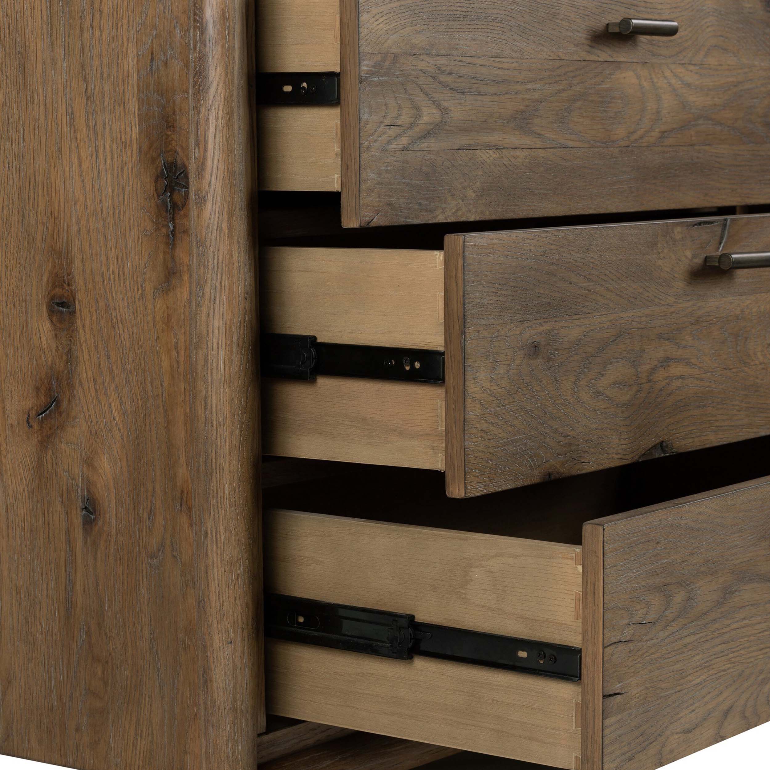 Glenview 6 Drawer Dresser, Weathered Oak Veneer
