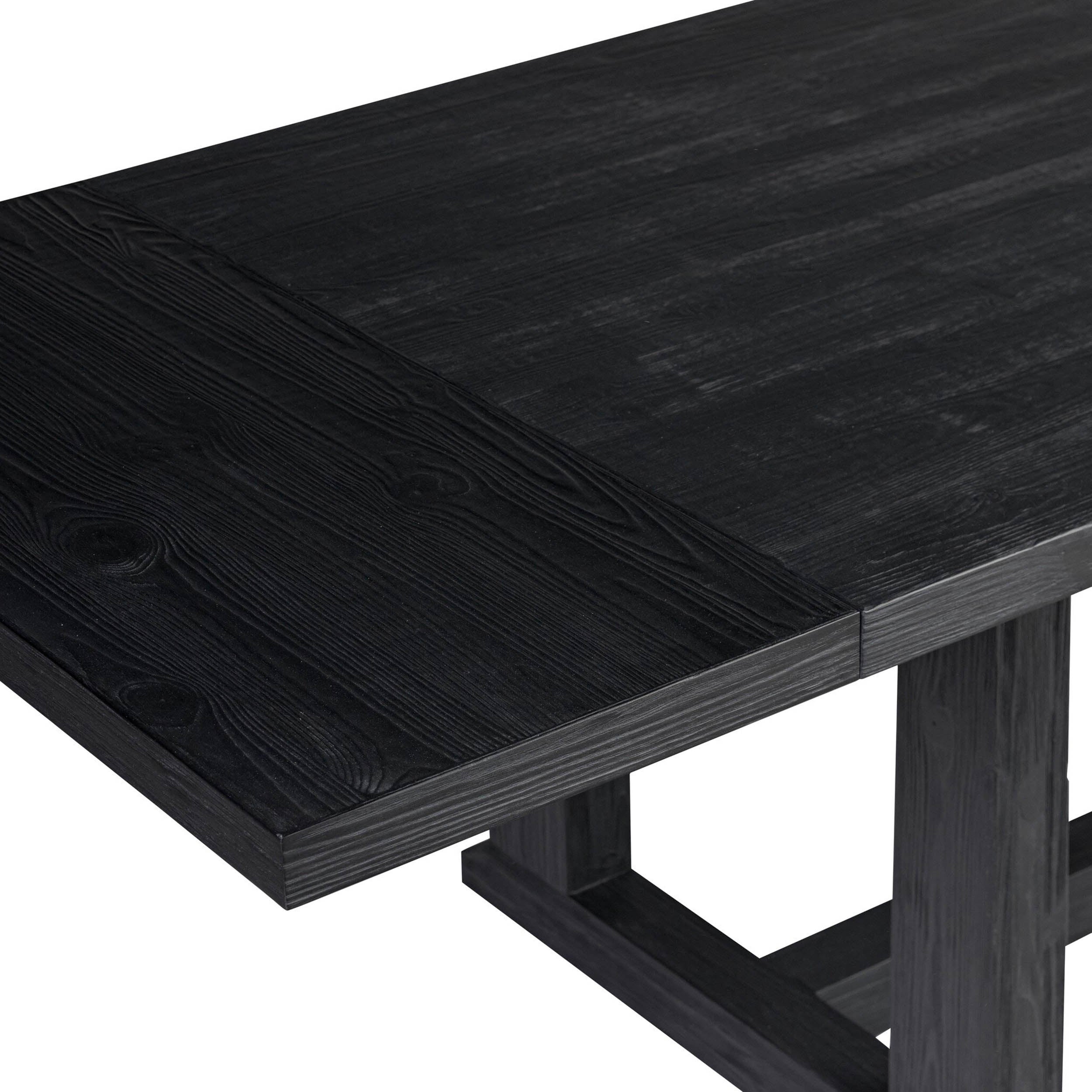 Otto Extension Dining Table, Black Pine
