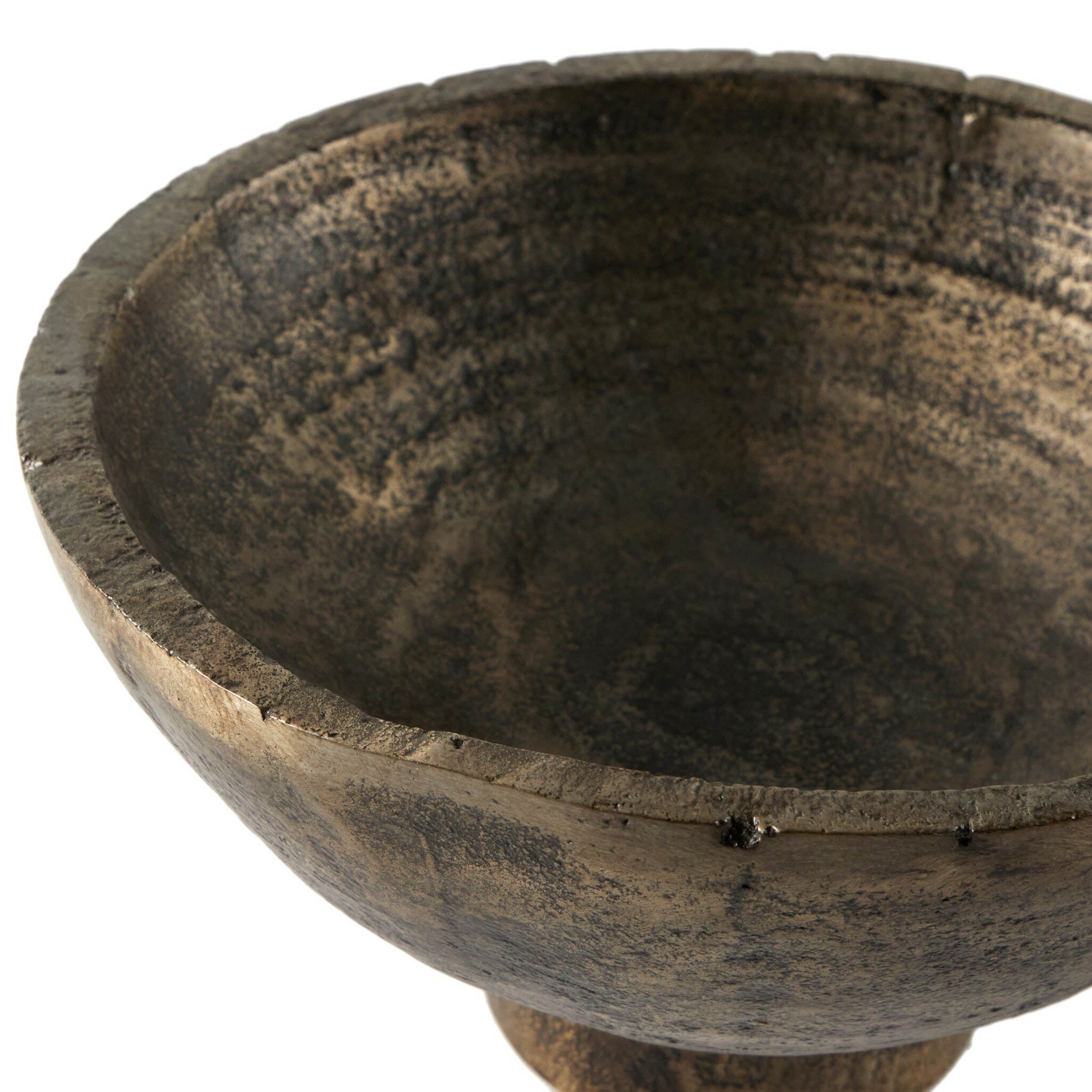 Jagen Outdoor Pedestal Bowl, Rustic Cast Aluminum