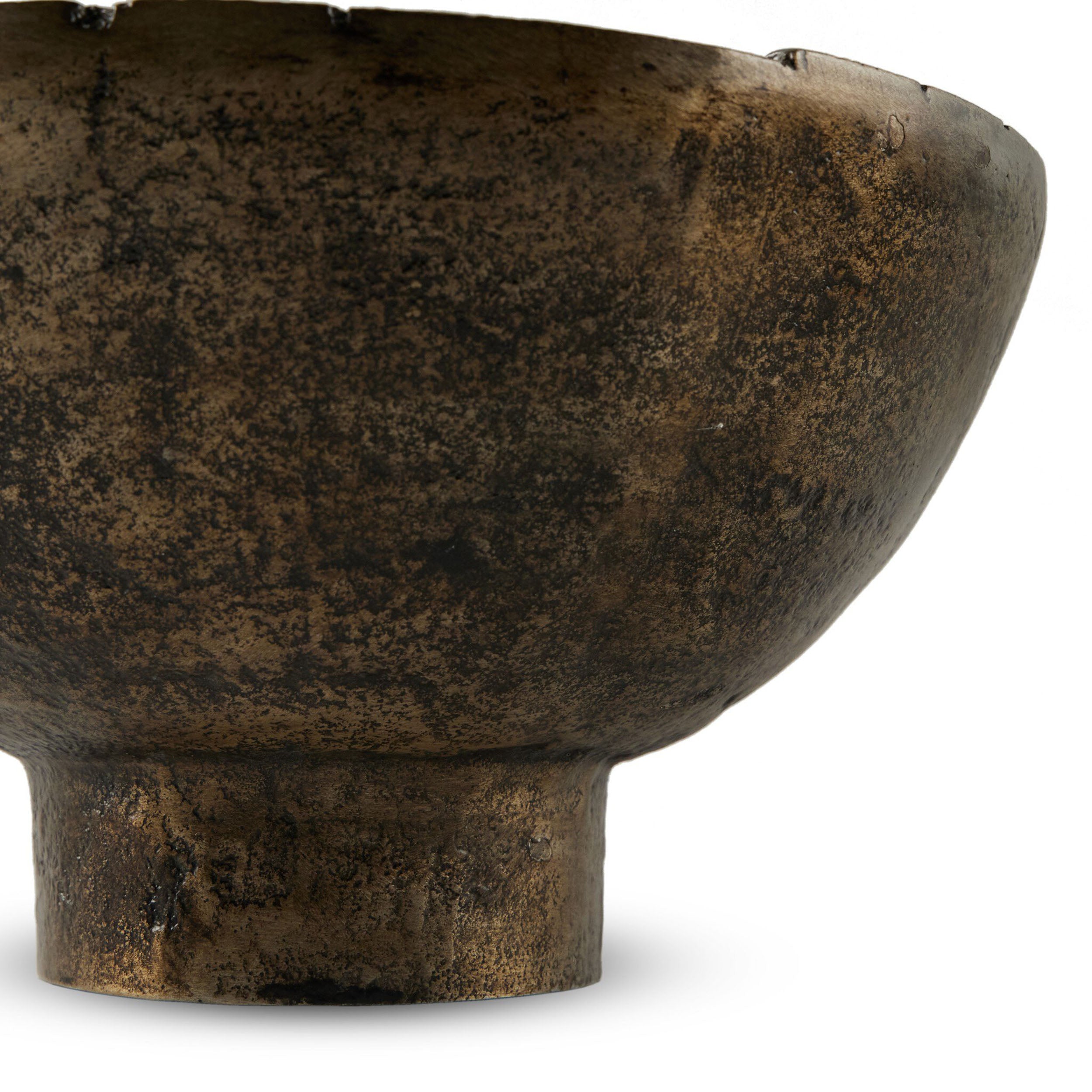 Jagen Outdoor Pedestal Bowl, Rustic Cast Aluminum