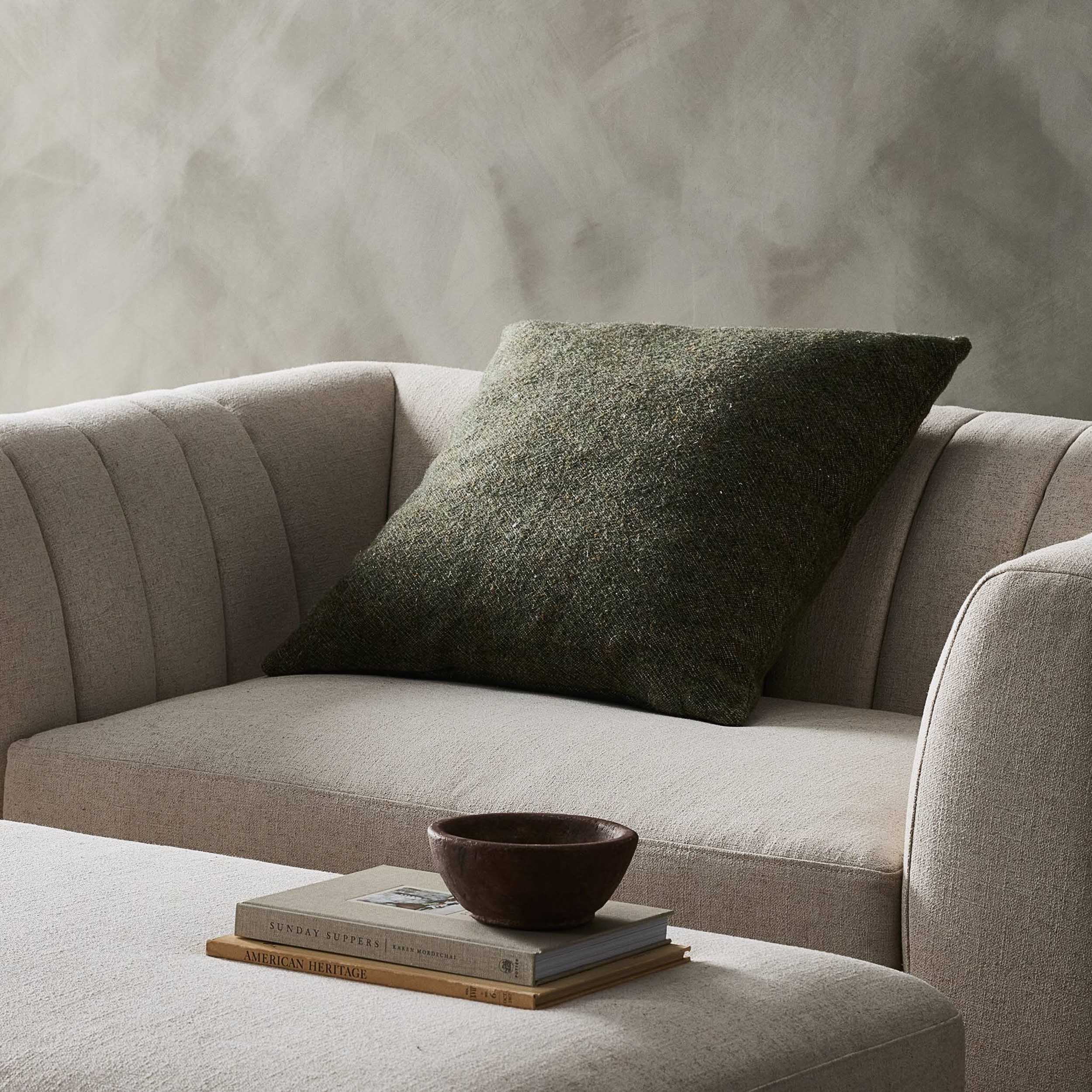 Stonewash Linen Pillow, Hasselt Olive Green