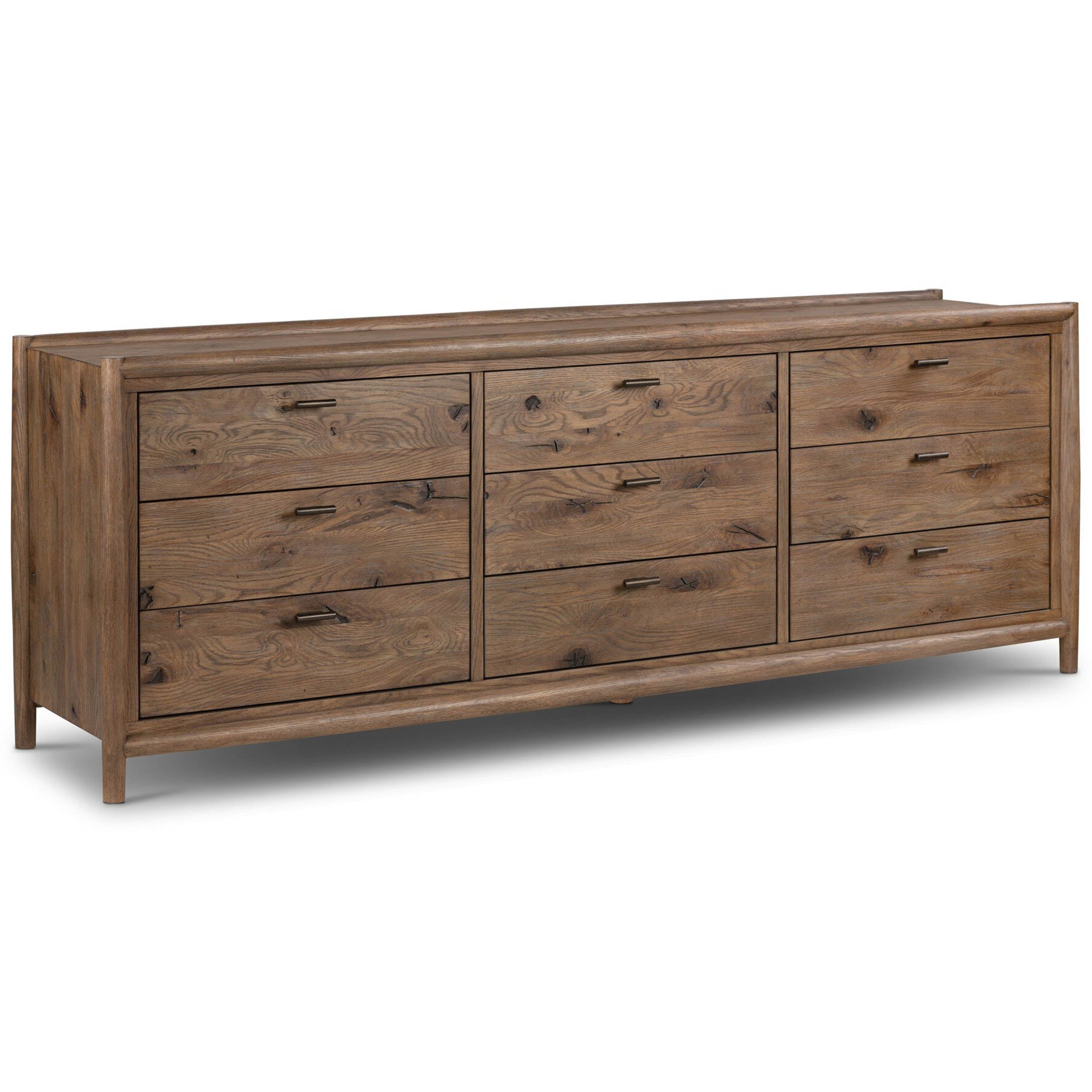 Glenview 9 Drawer Dresser, Weathered Oak Veneer