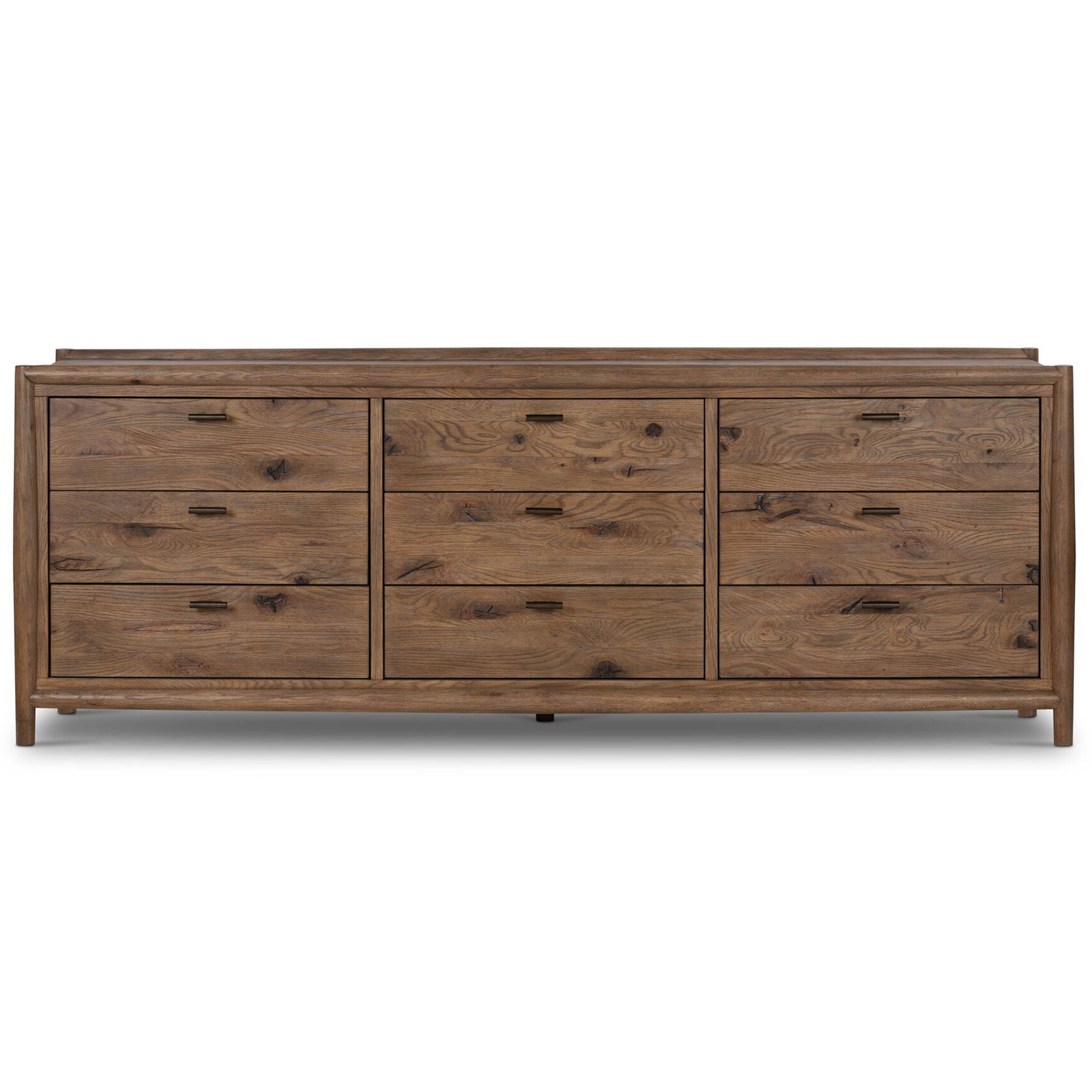 Glenview 9 Drawer Dresser, Weathered Oak Veneer