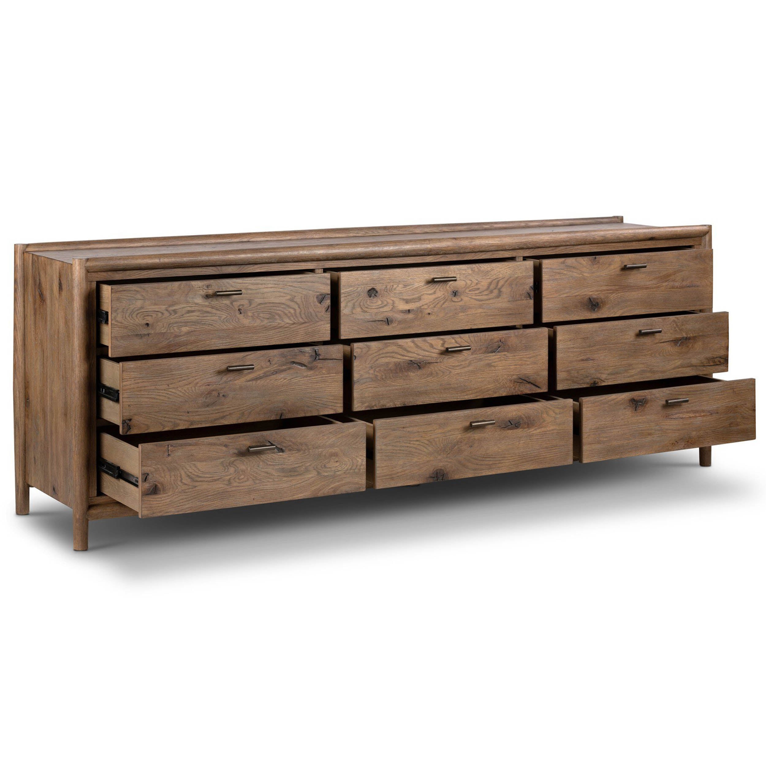 Glenview 9 Drawer Dresser, Weathered Oak Veneer
