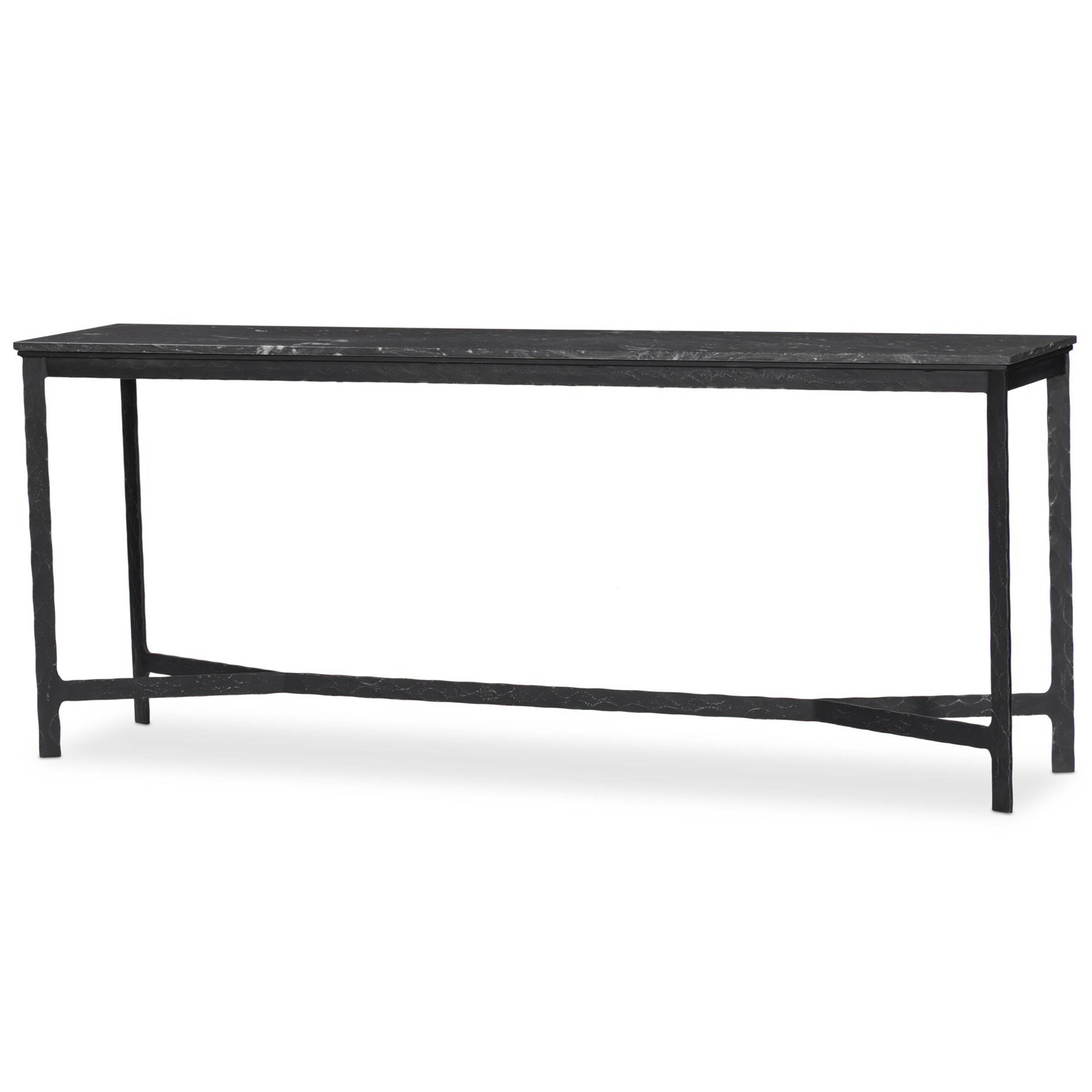 Hammered Iron Console Table, Charcoal Marble