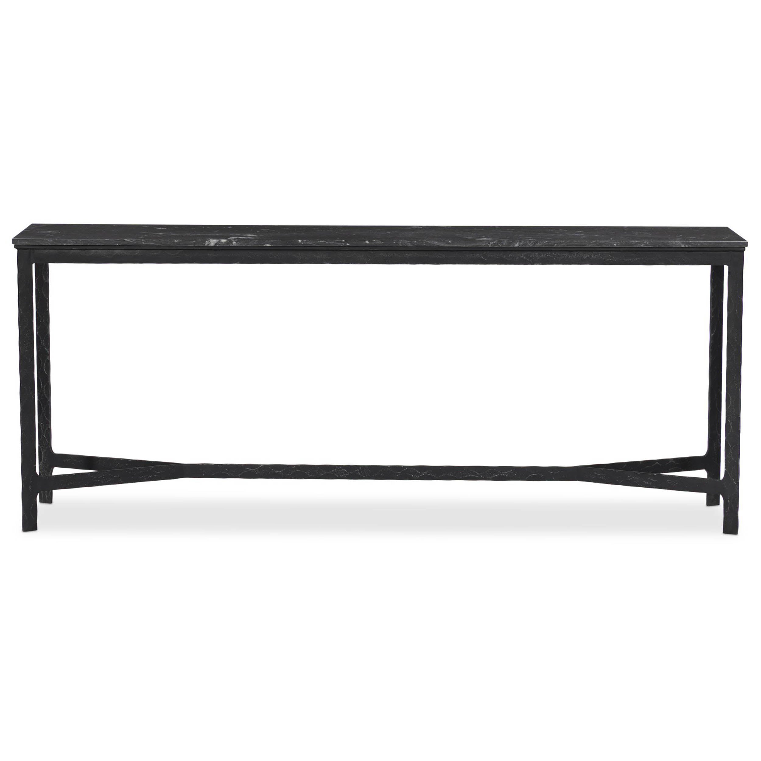 Hammered Iron Console Table, Charcoal Marble