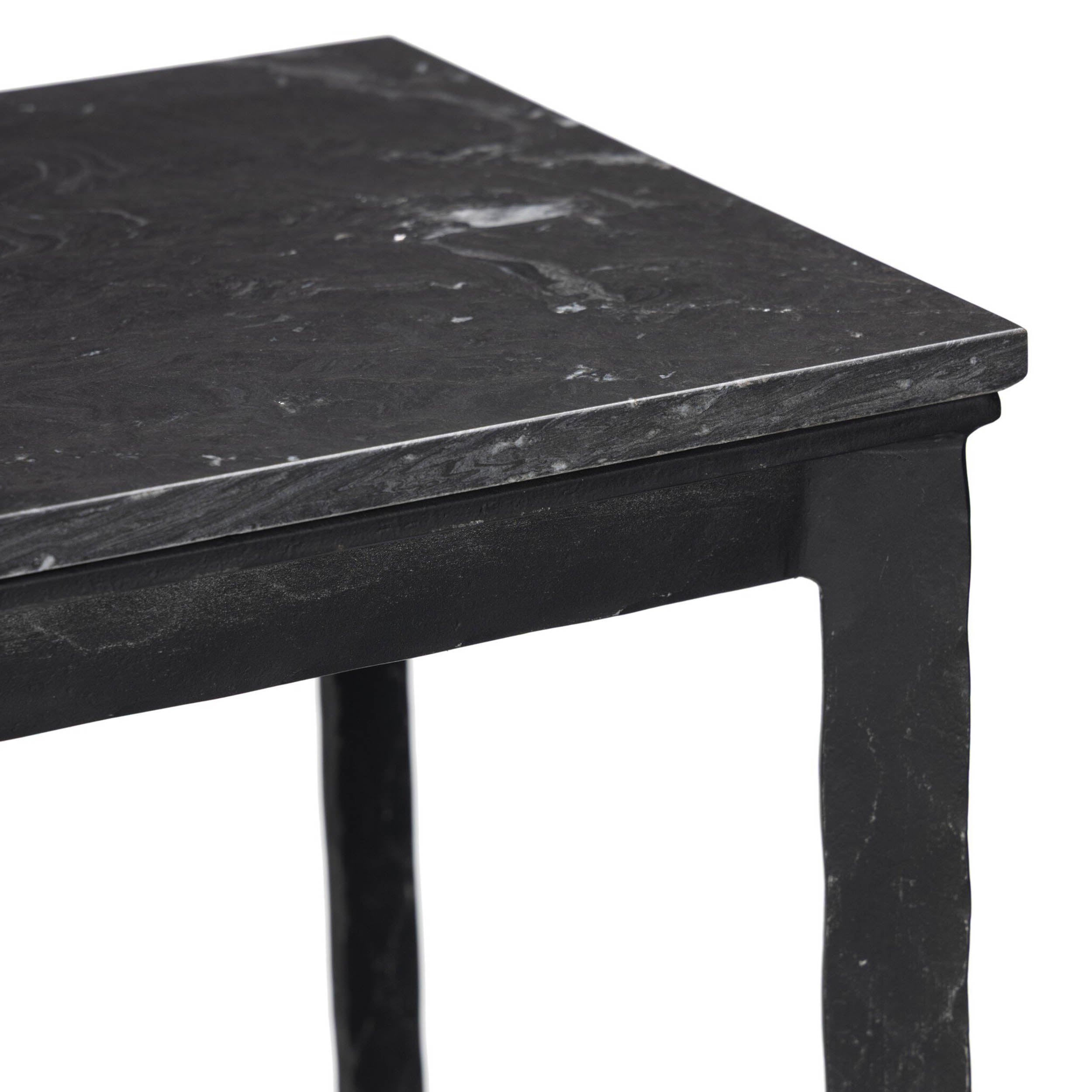 Hammered Iron Console Table, Charcoal Marble
