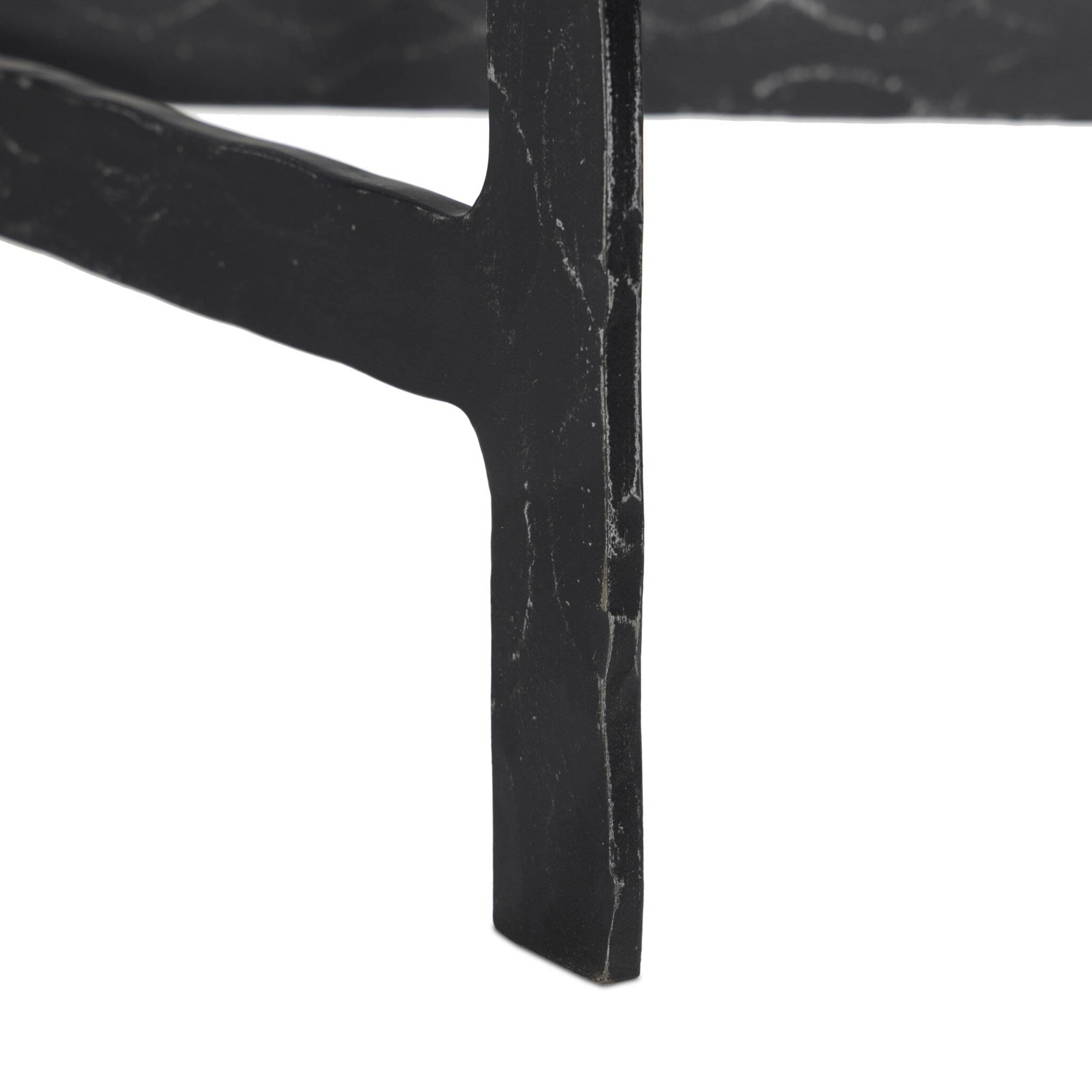 Hammered Iron Console Table, Charcoal Marble