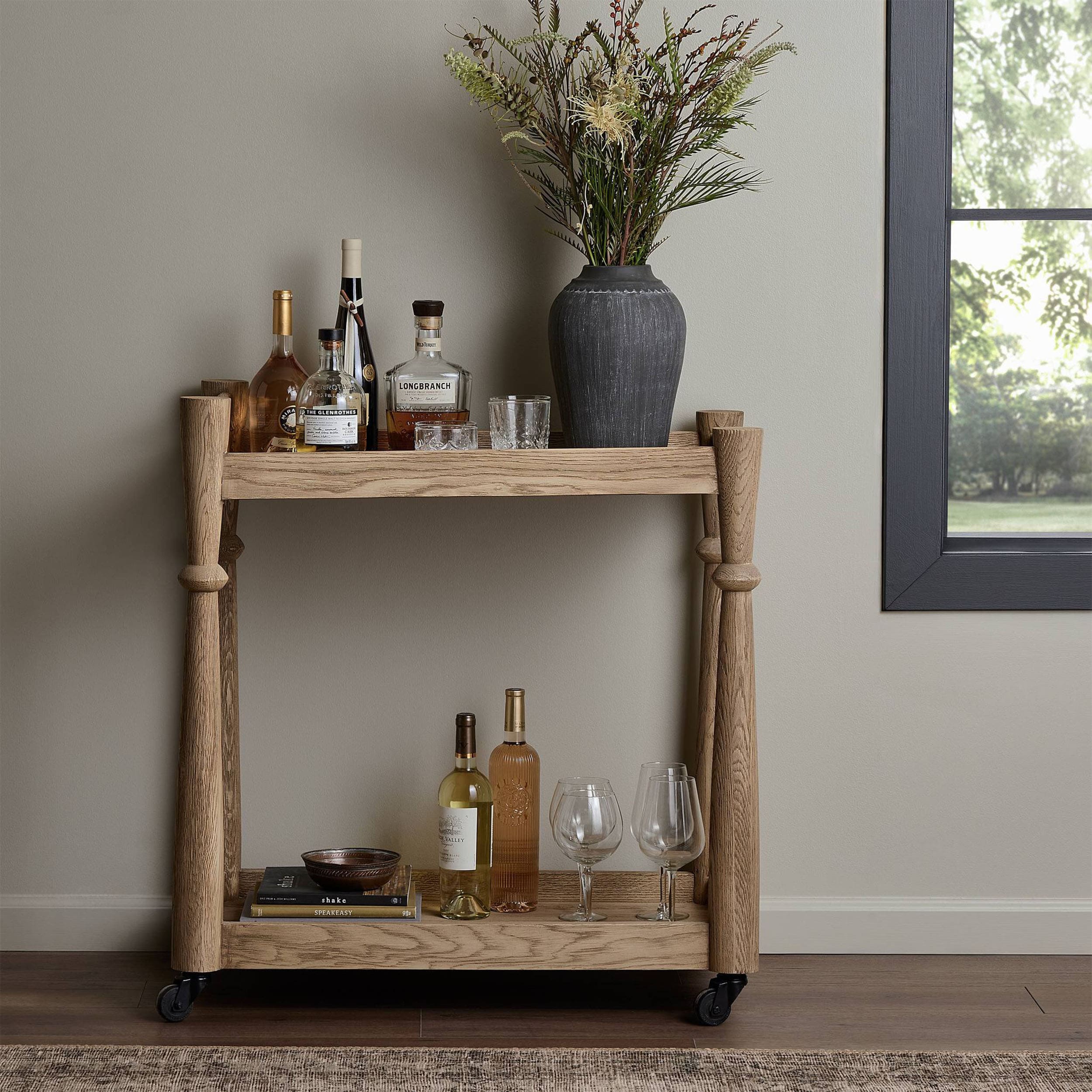 Alamosa Bar Cart, Light Wash Oak