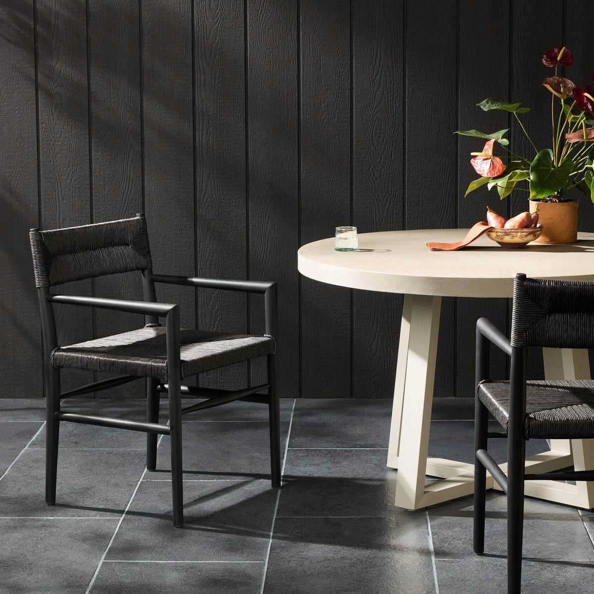Lomas Outdoor Dining Armchair, Vintage Coal, Set of 2