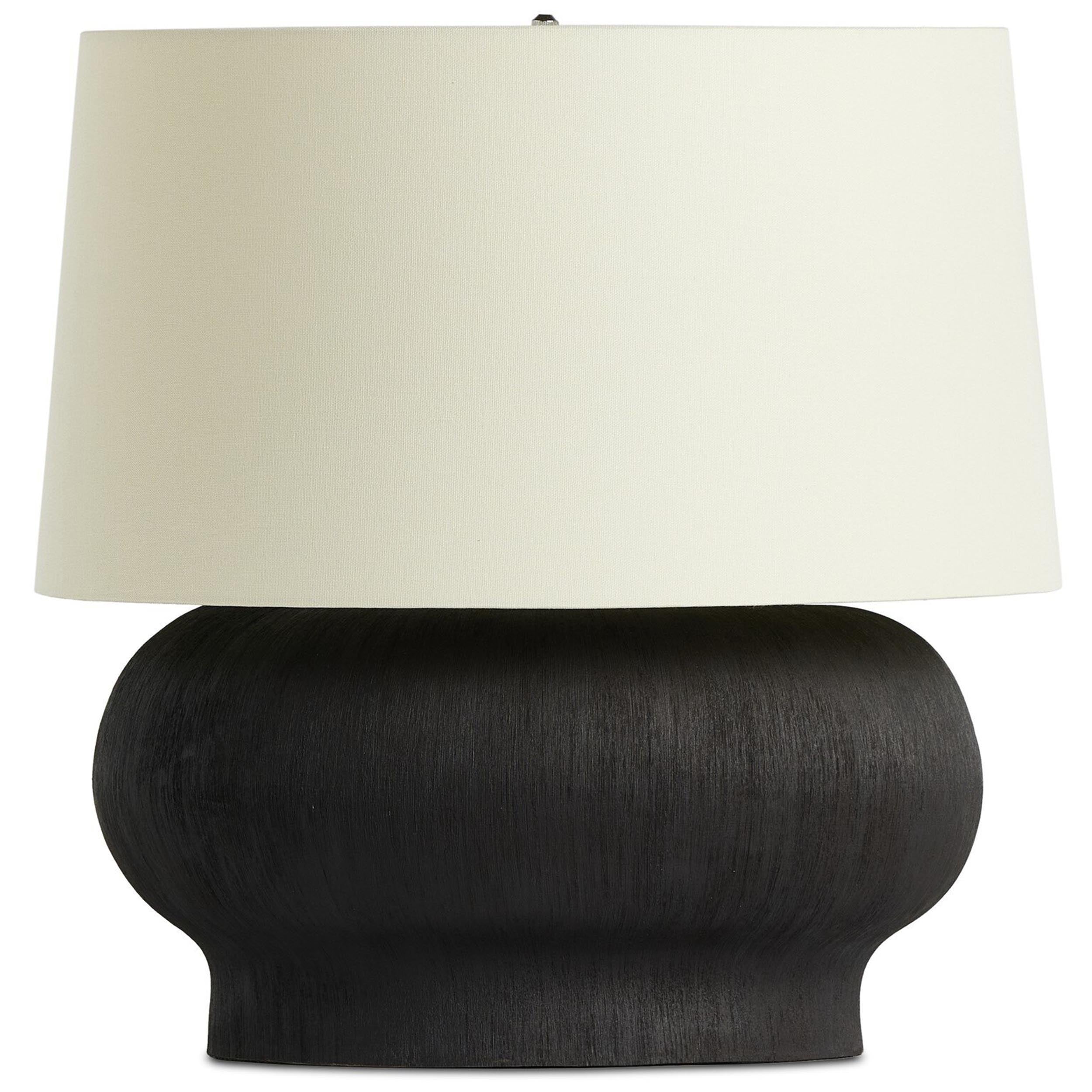 Kragen Table Lamp, Textured Matte Black Porcelain Ceramic
