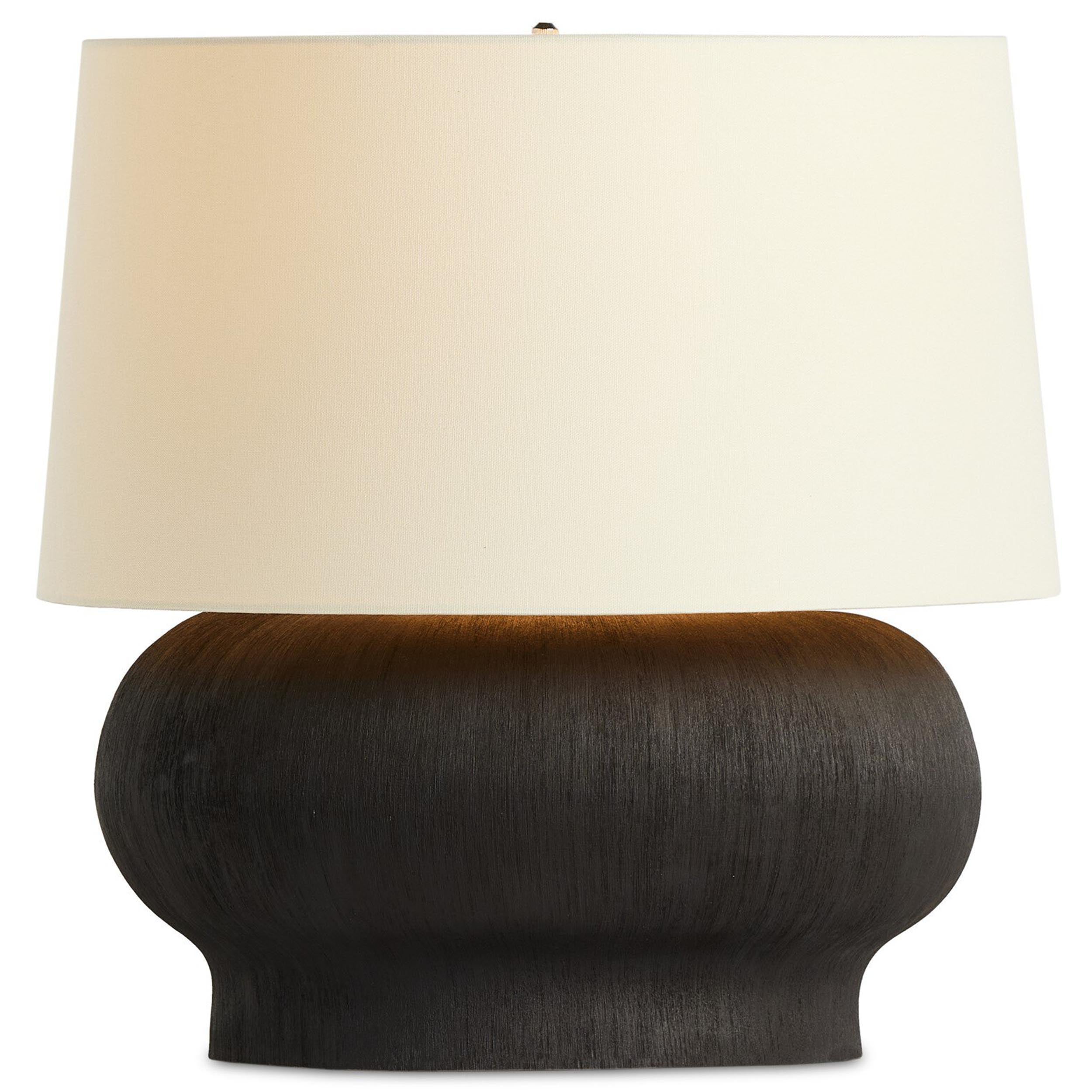 Kragen Table Lamp, Textured Matte Black Porcelain Ceramic