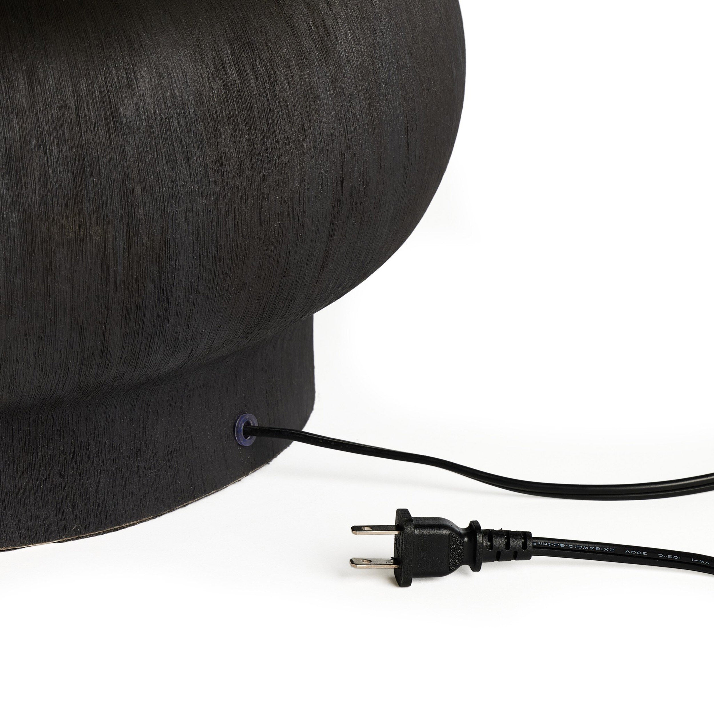 Kragen Table Lamp, Textured Matte Black Porcelain Ceramic