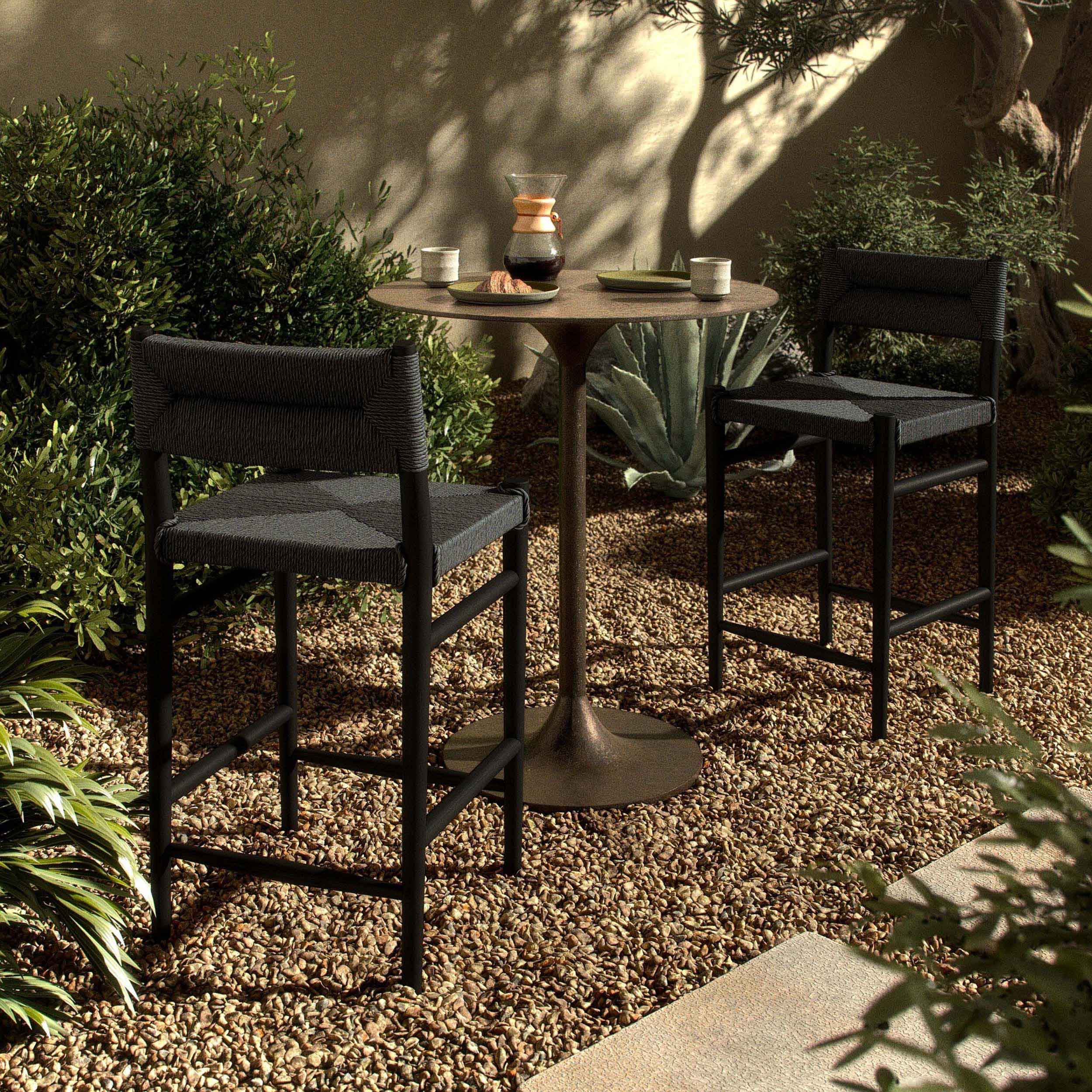 Lomas Bar + Counter Outdoor Stool, Vintage Coal