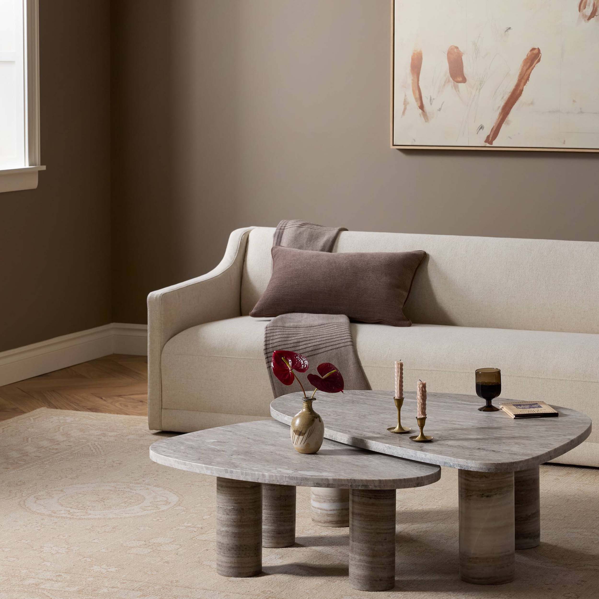 Zion Nesting Coffee Tables, Antique White Marble