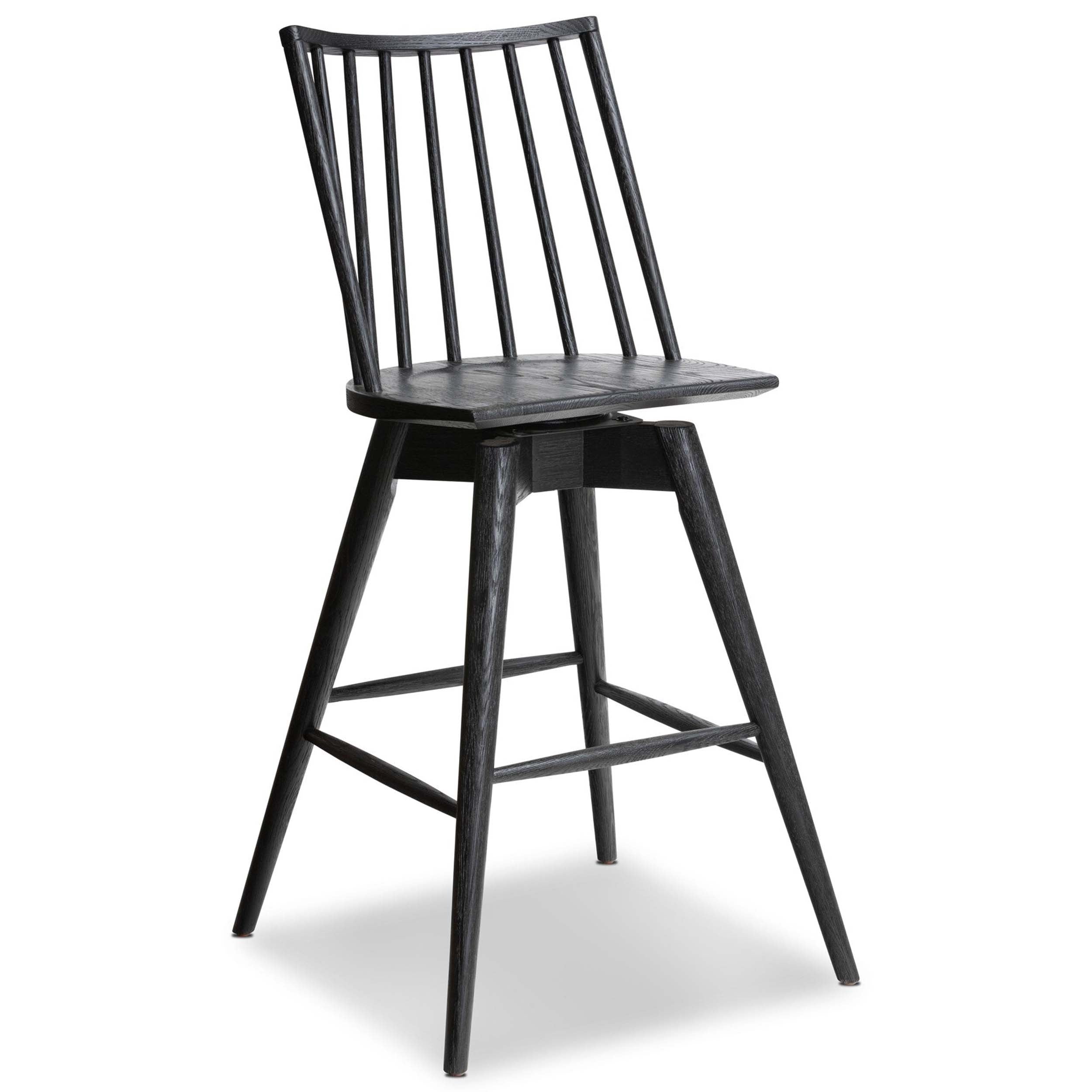 Lewis Swivel Bar + Counter Stool, Black Oak