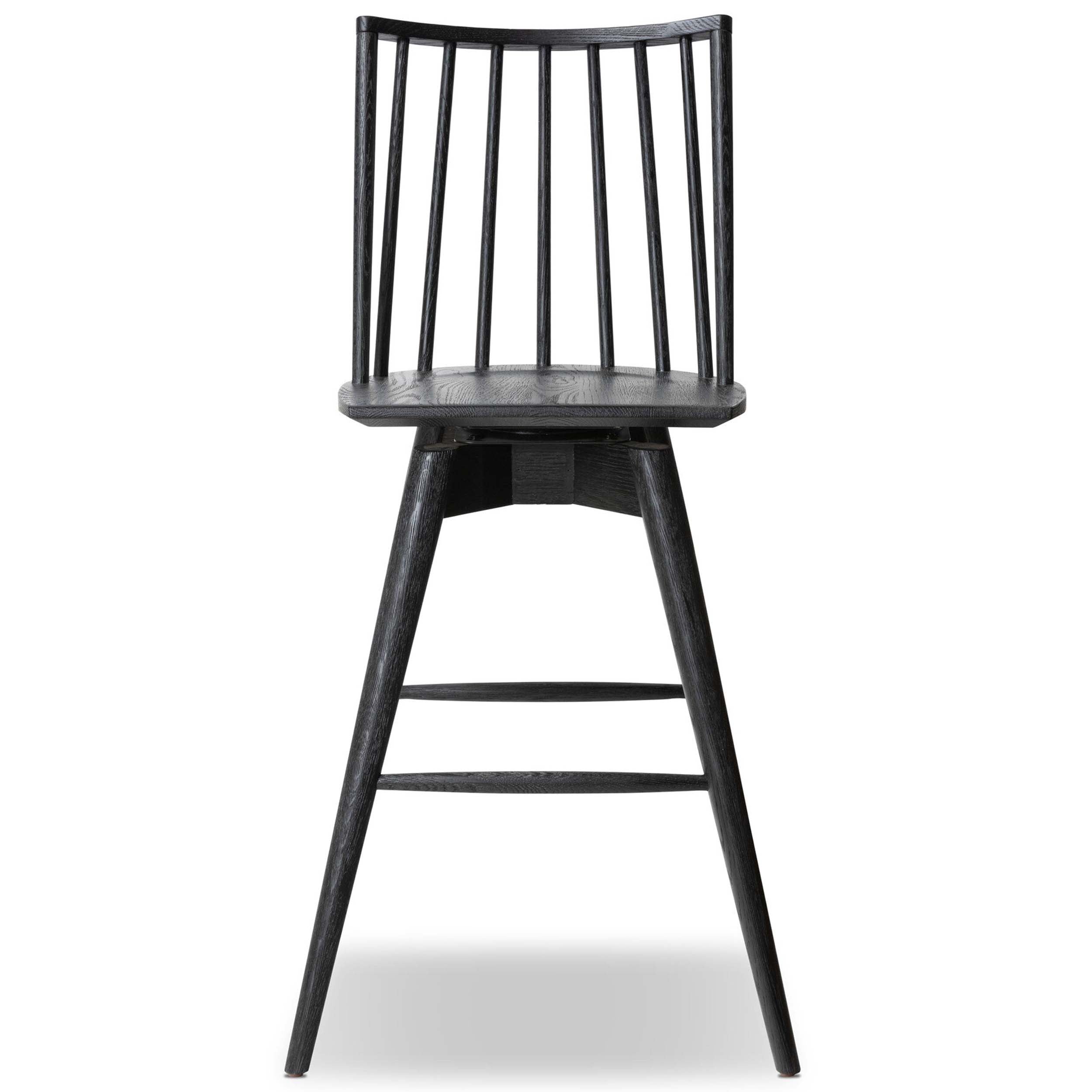 Lewis Swivel Bar + Counter Stool, Black Oak