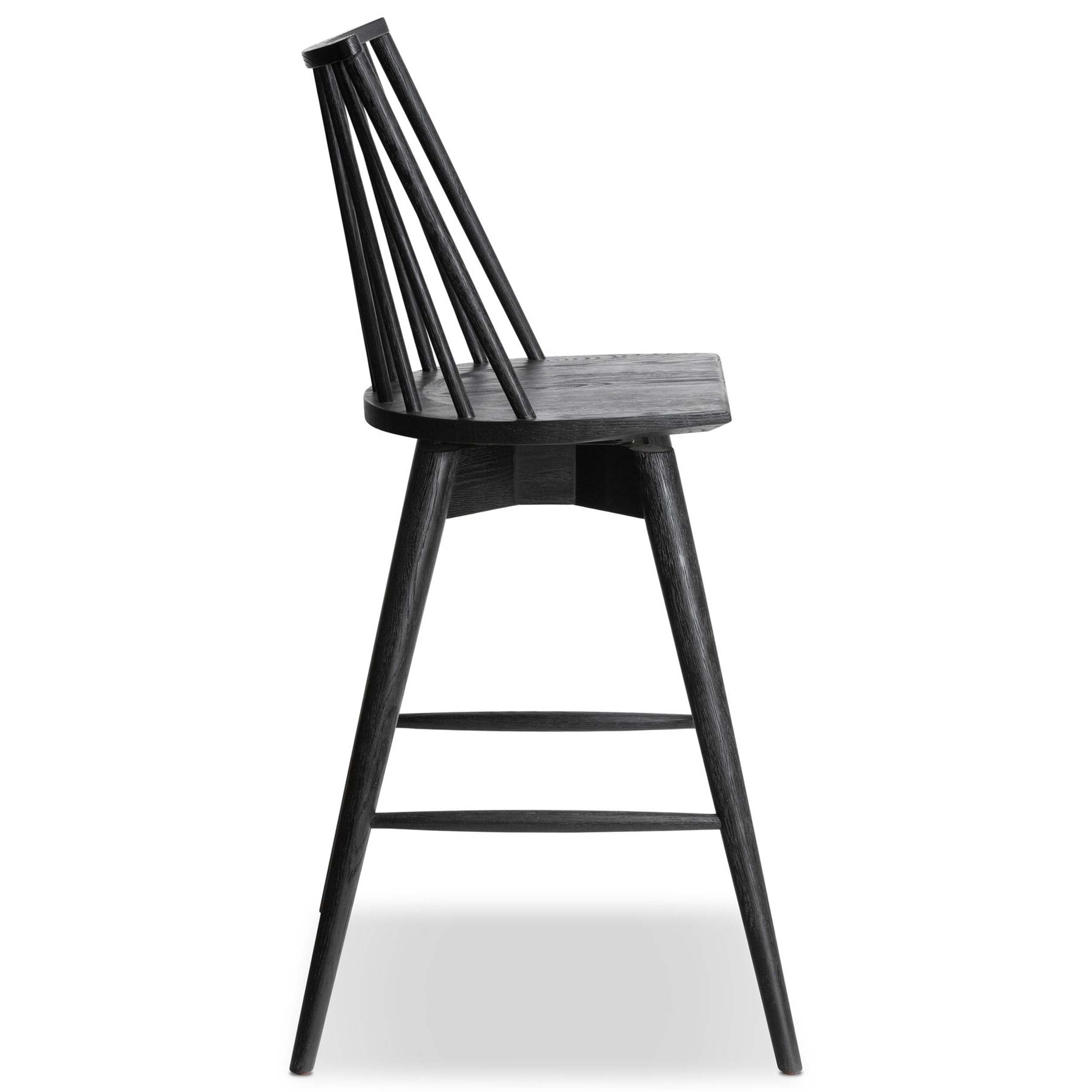 Lewis Swivel Bar + Counter Stool, Black Oak