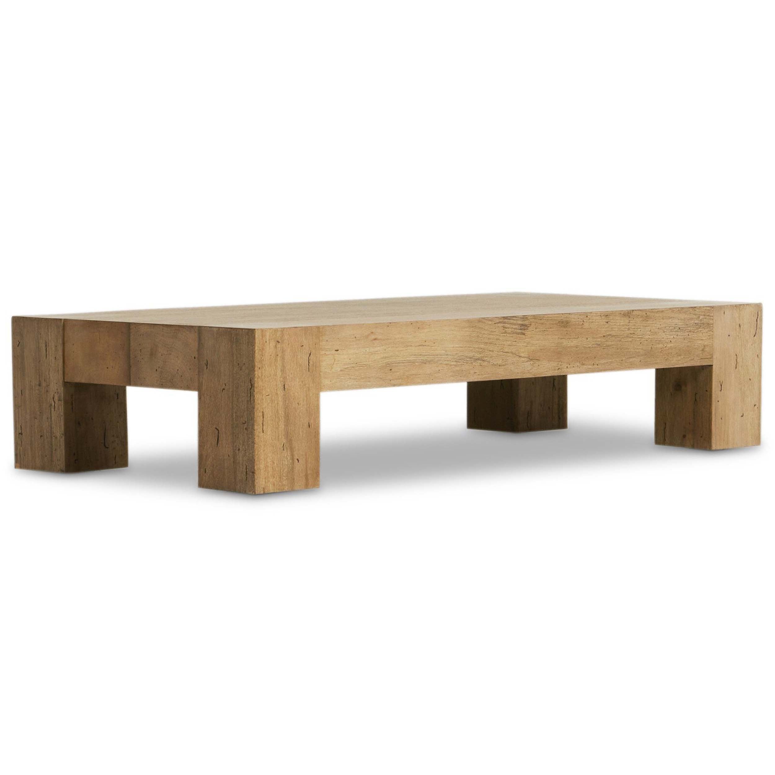 Abaso Rectangular Coffee Table, Rustic Wormwood Oak