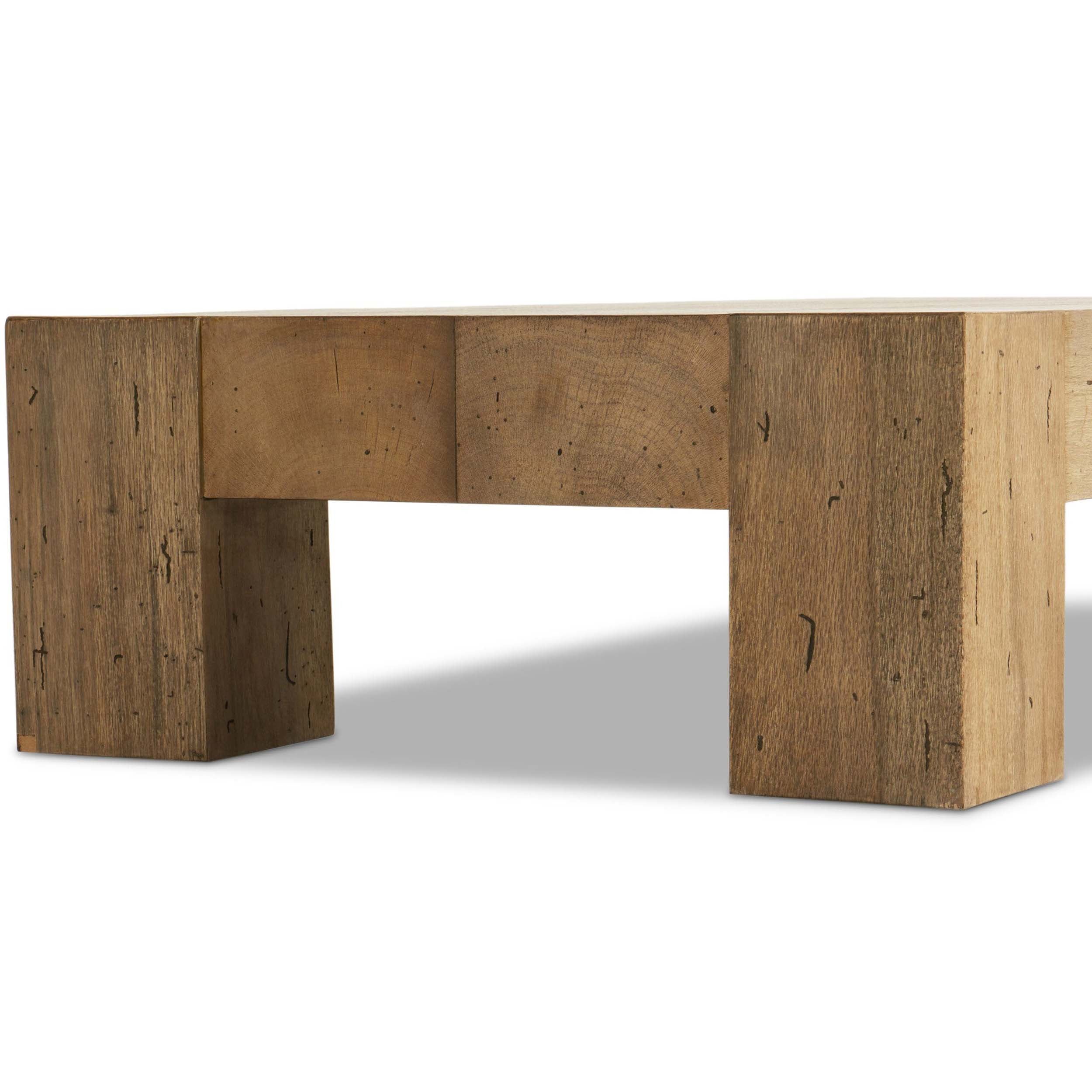Abaso Rectangular Coffee Table, Rustic Wormwood Oak
