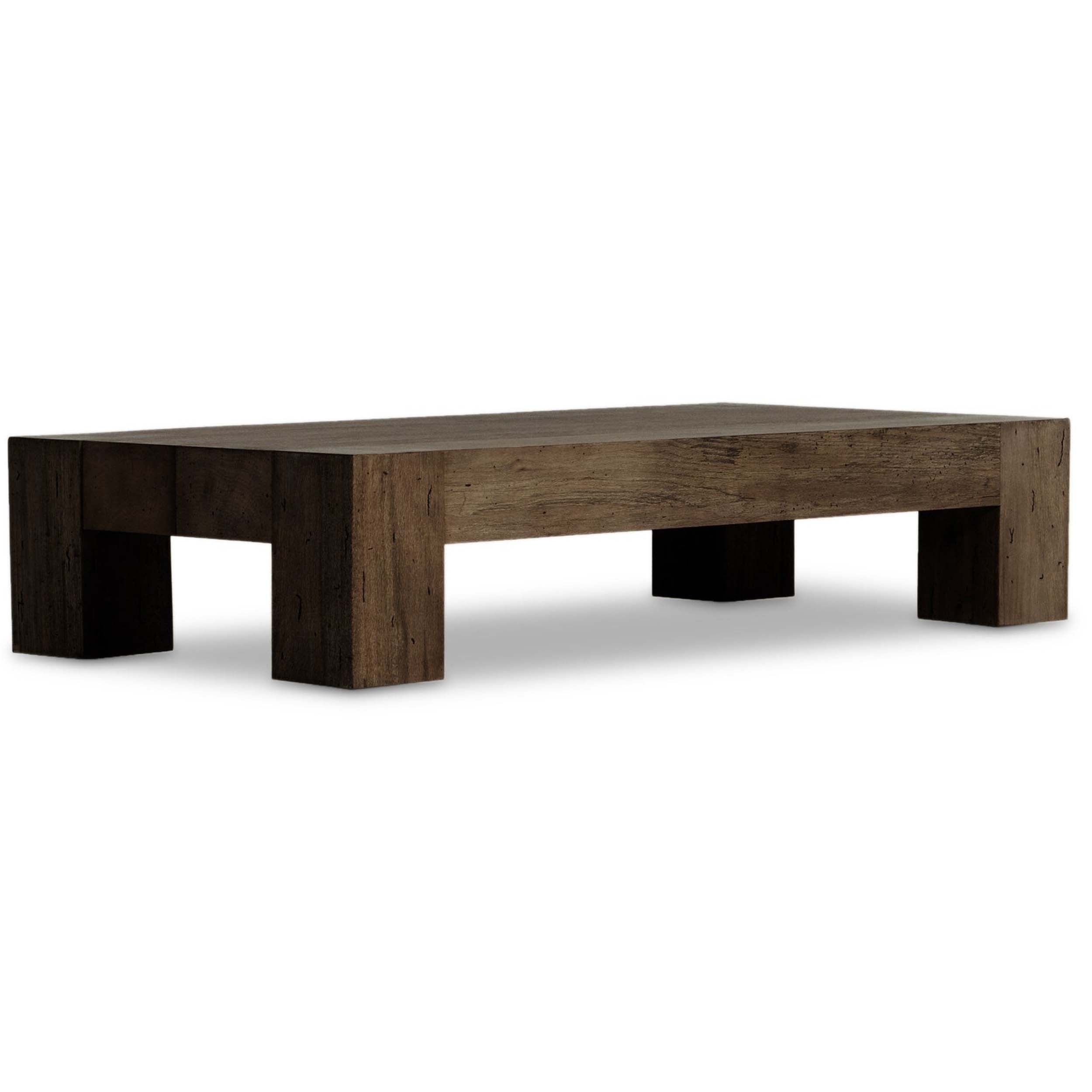 Abaso Rectangular Coffee Table, Ebony Rustic Wormwood Oak